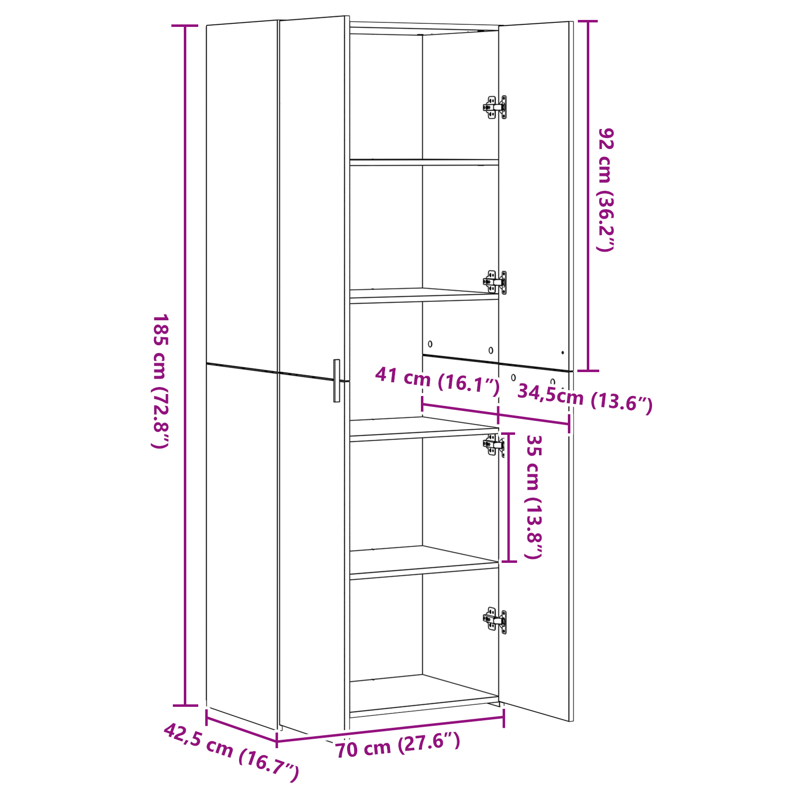 Highboard Artisan Oak 70x42.5x185 cm Engineered Wood - Image 11