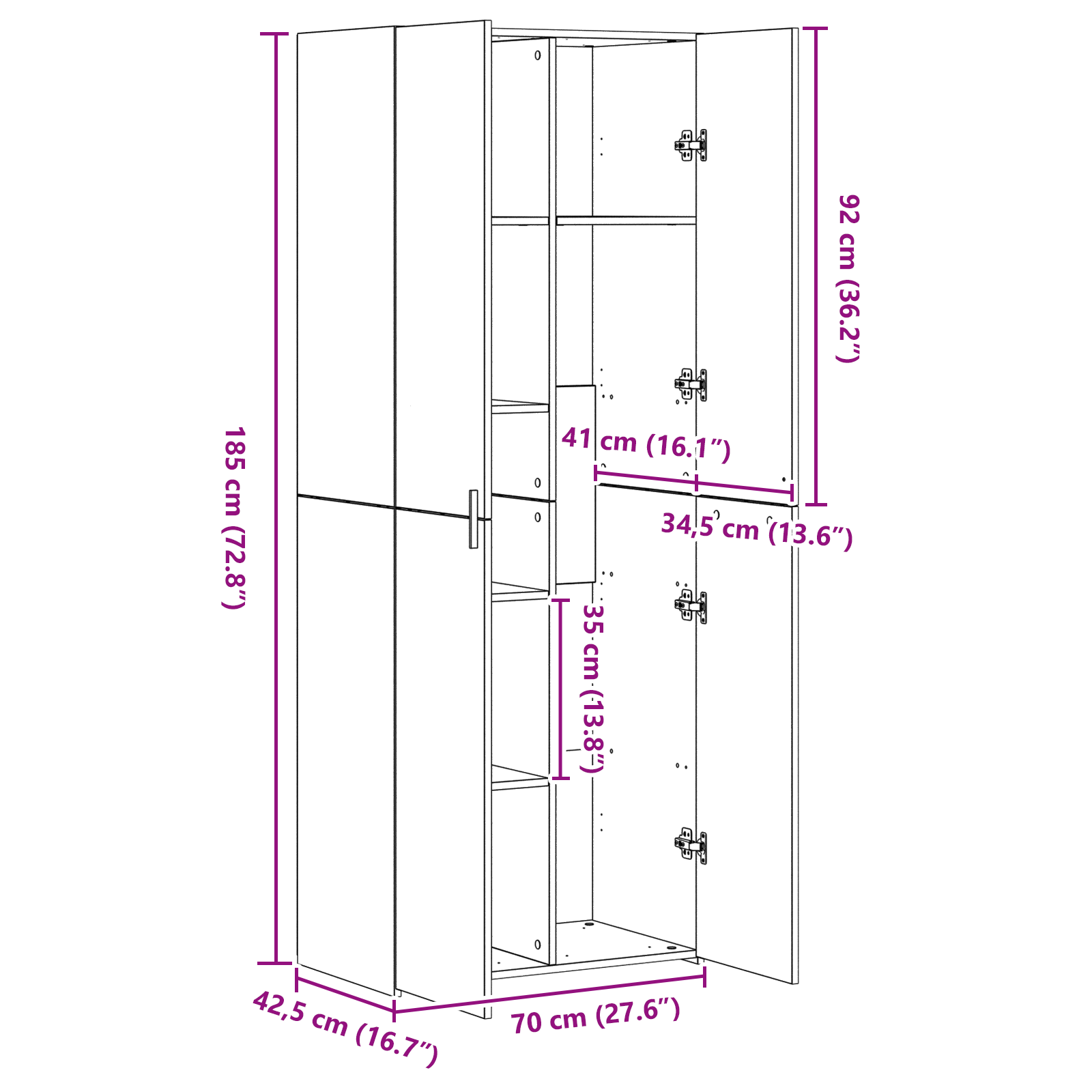 Highboard Old Wood 70x42.5x185 cm Engineered Wood - Image 11