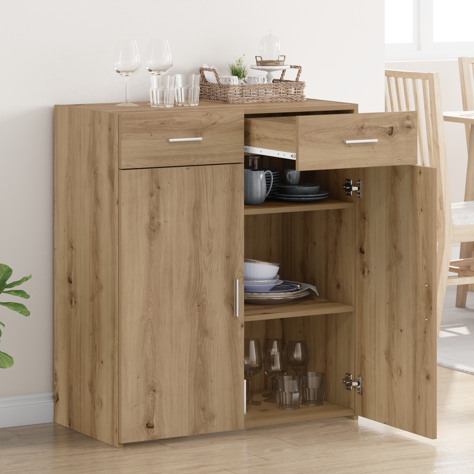 Storage Cabinet Artisan Oak 80x42.5x93.5 cm Engineered Wood - Image 4