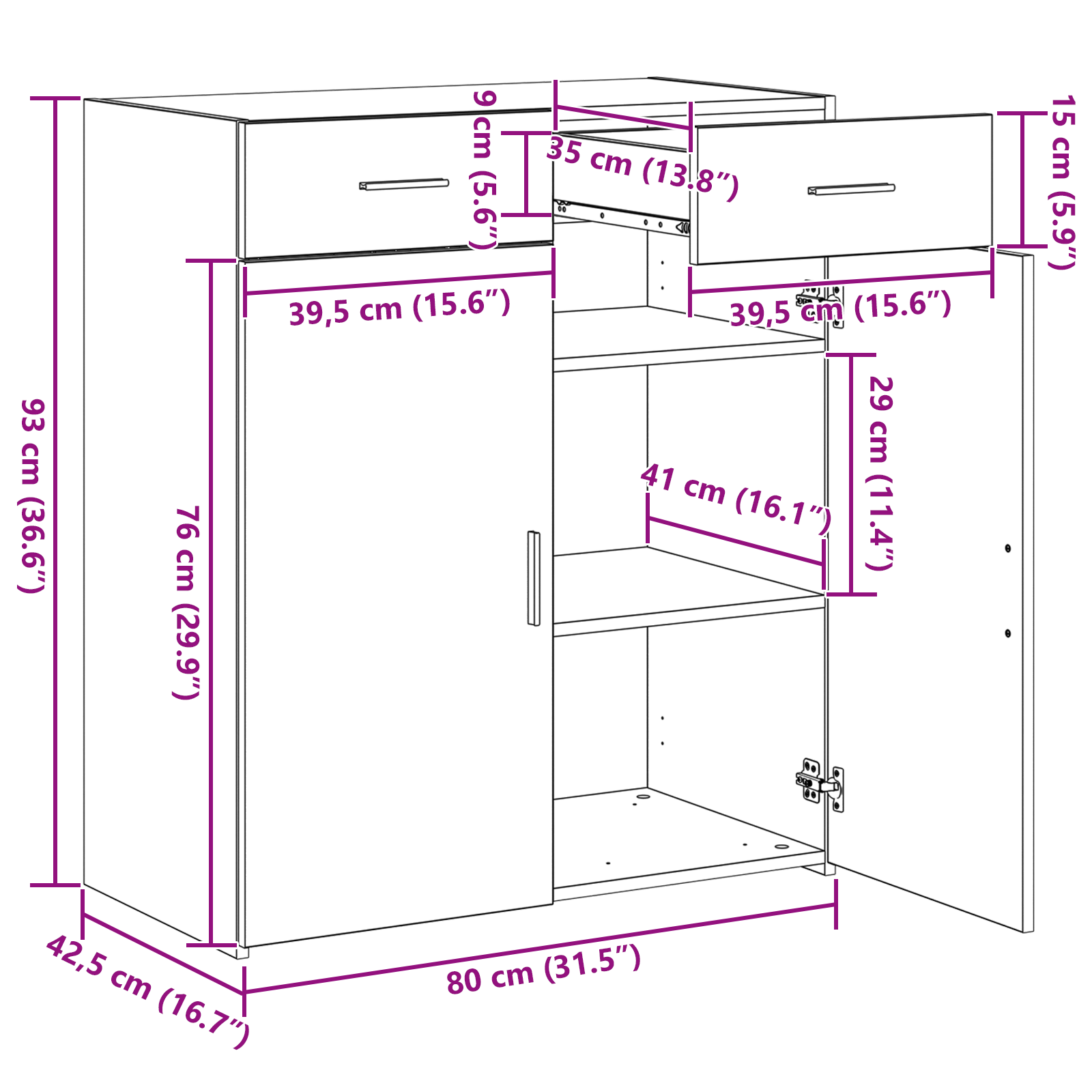 Storage Cabinet Black Oak 80x42.5x93.5 cm Engineered Wood - Image 10