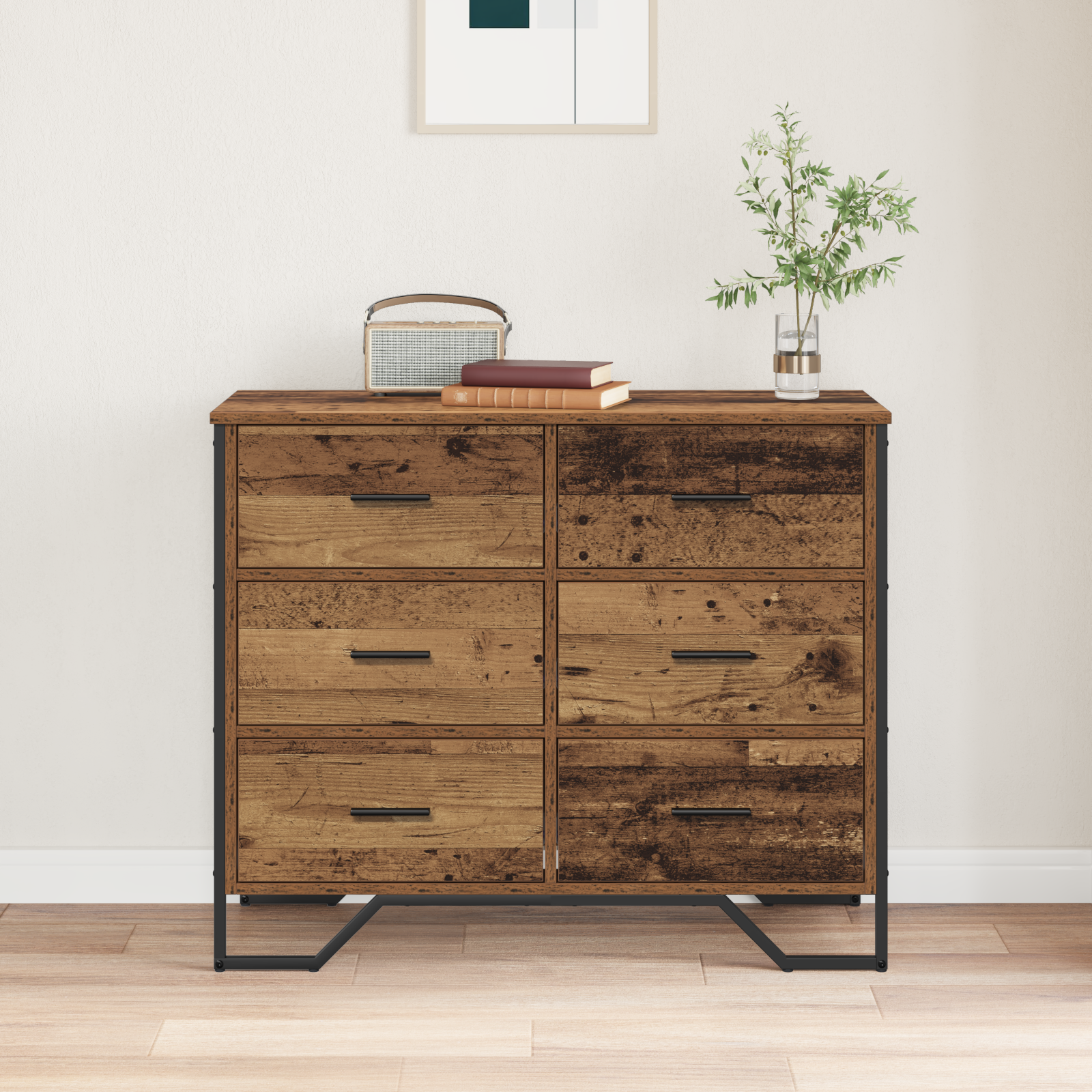 Chest of Drawers Old Wood 91x35.5x74.5 cm Engineered Wood - Image 4