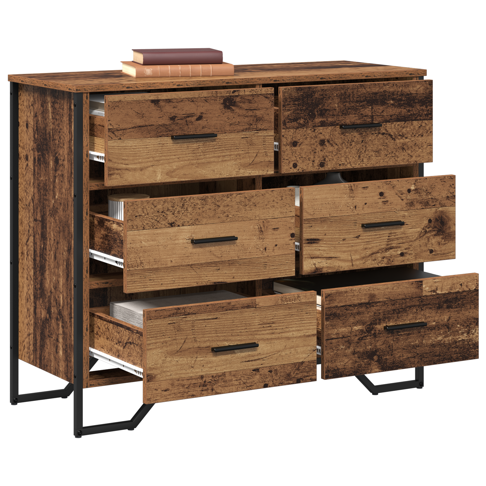 Chest of Drawers Old Wood 91x35.5x74.5 cm Engineered Wood - Image 3