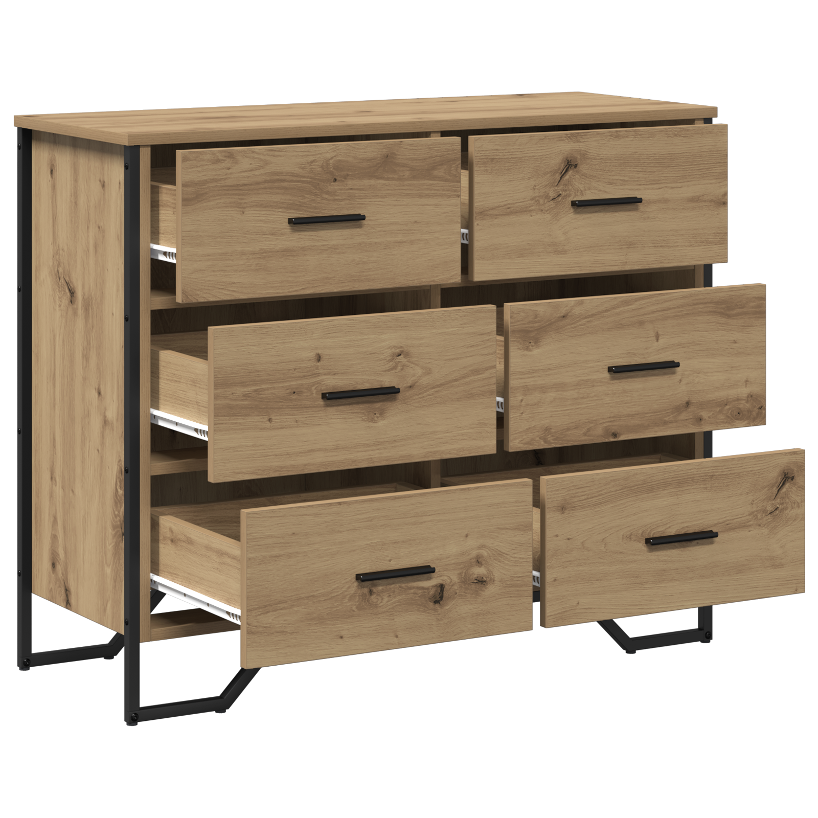 komoda Meistrų ąžuolas 91x35.5x74.5 cm Inžinerinė mediena - Image 5