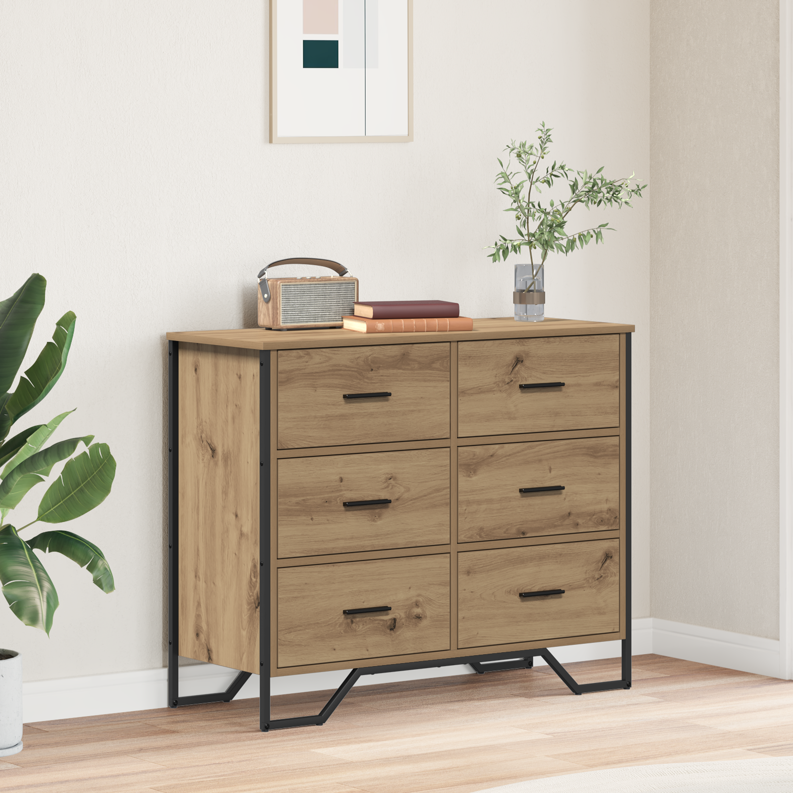 komoda Meistrų ąžuolas 91x35.5x74.5 cm Inžinerinė mediena