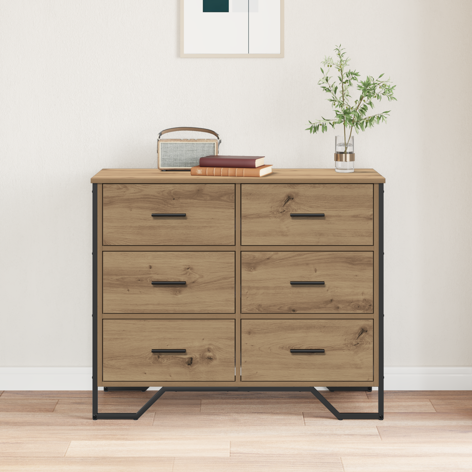 komoda Meistrų ąžuolas 91x35.5x74.5 cm Inžinerinė mediena - Image 4