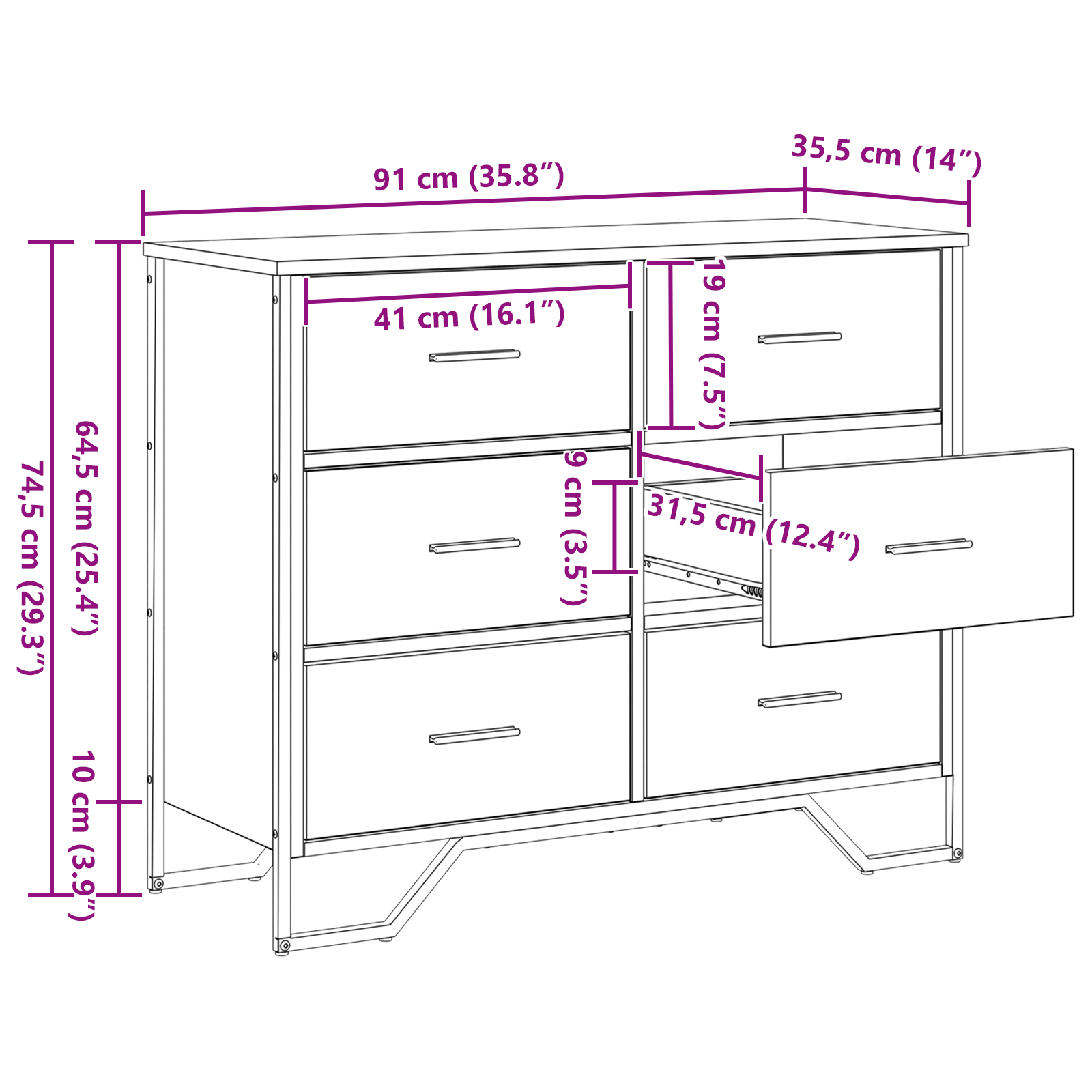 komoda Meistrų ąžuolas 91x35.5x74.5 cm Inžinerinė mediena - Image 10