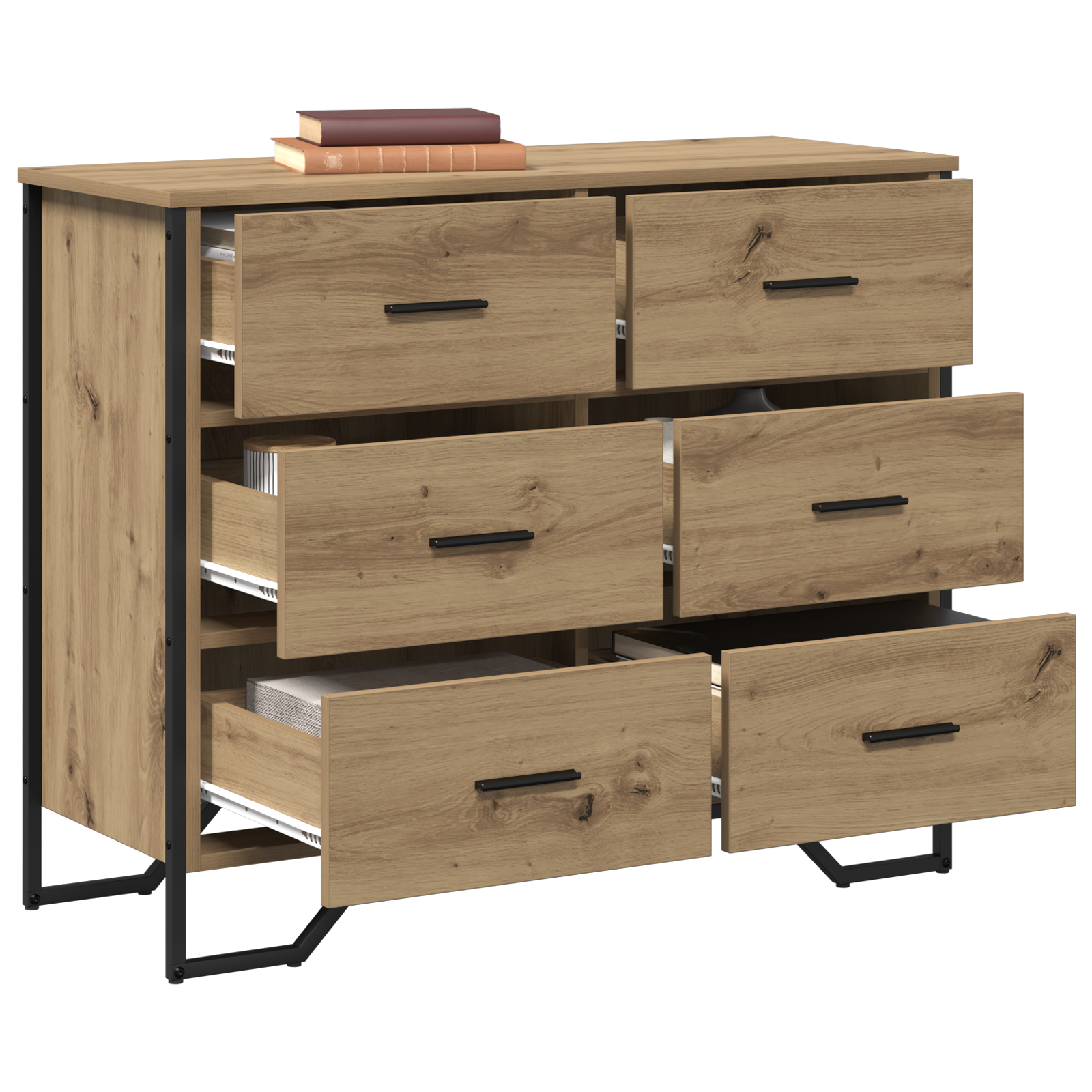komoda Meistrų ąžuolas 91x35.5x74.5 cm Inžinerinė mediena - Image 3