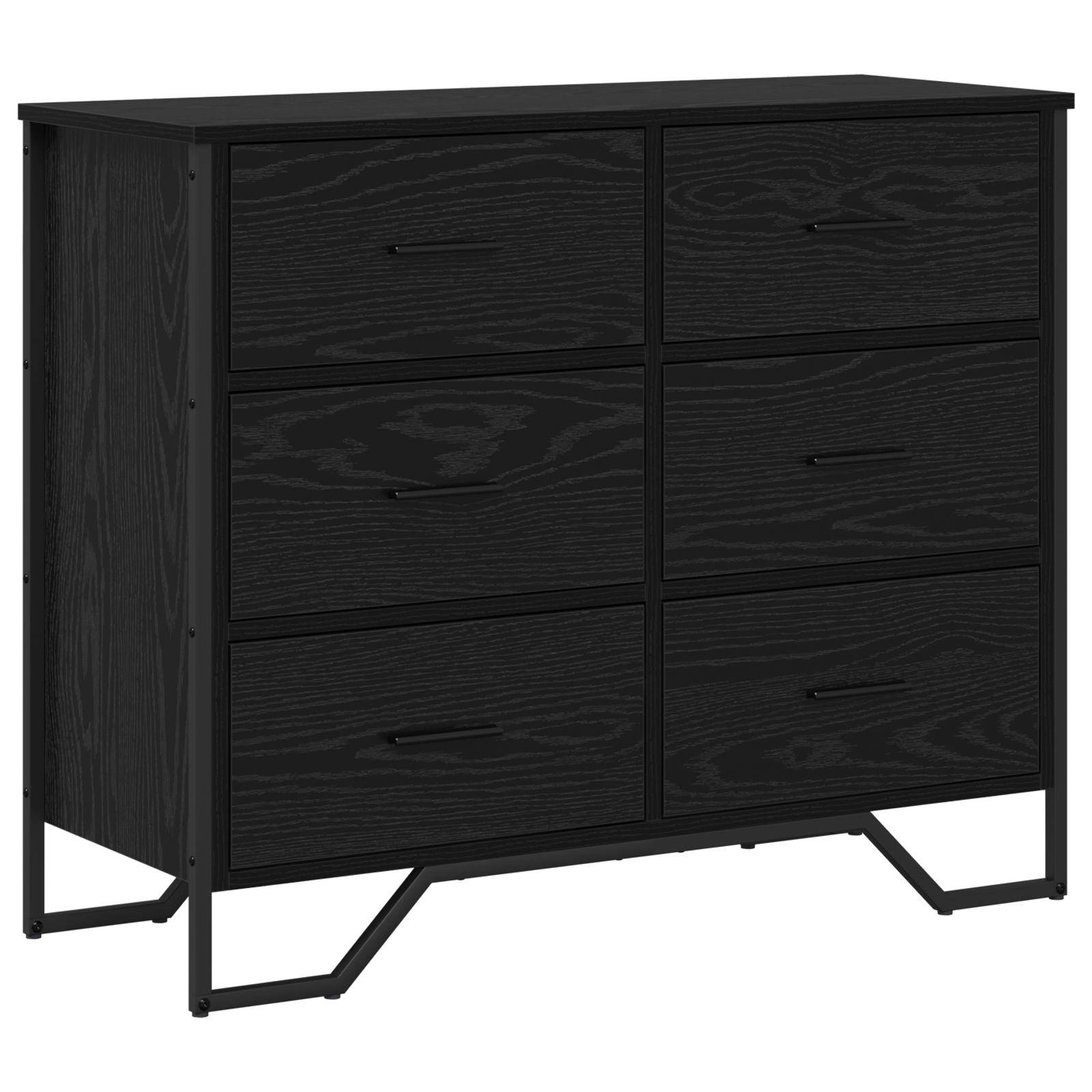 Chest of Drawers Black Oak 91x35.5x74.5 cm Engineered Wood - Image 2