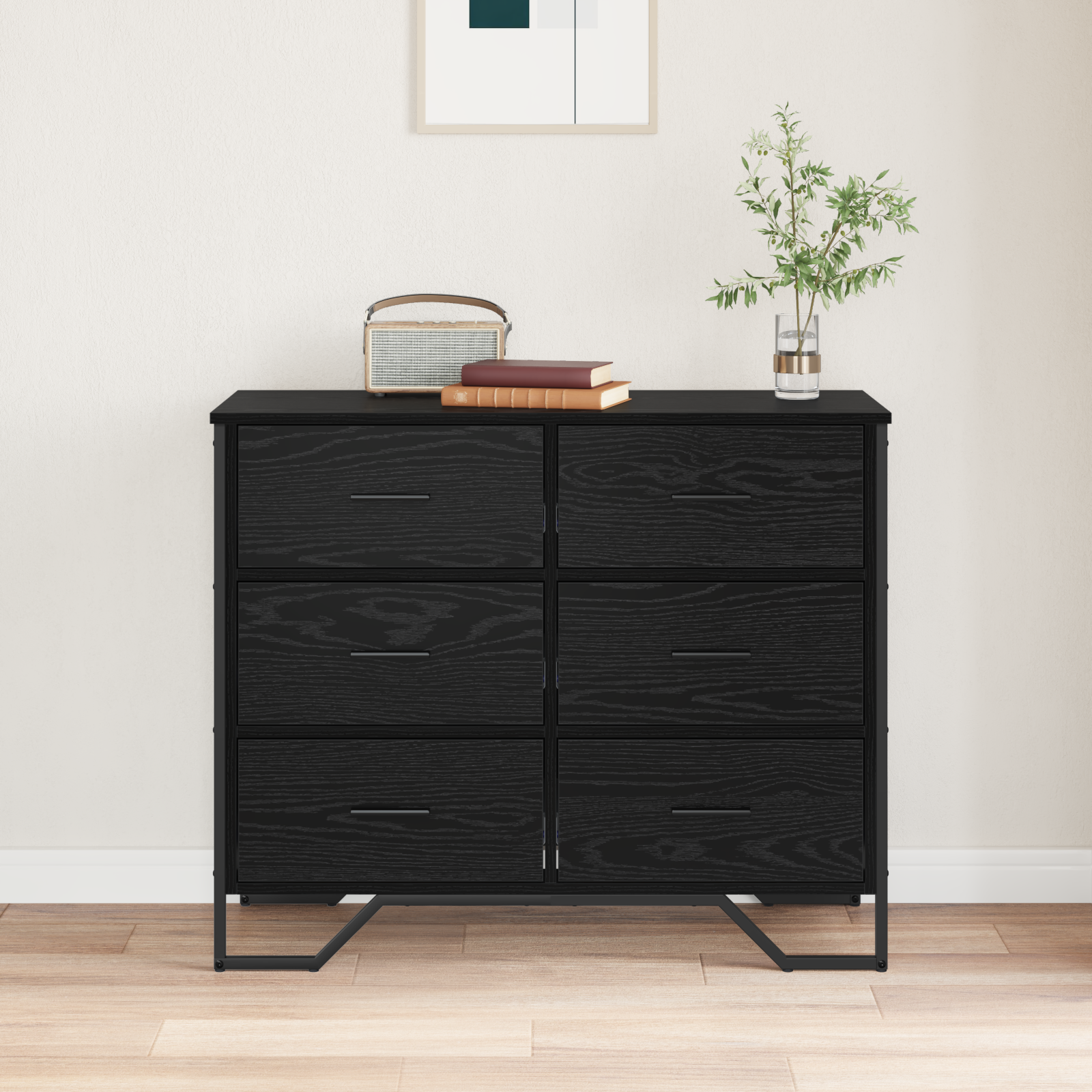 Chest of Drawers Black Oak 91x35.5x74.5 cm Engineered Wood - Image 4