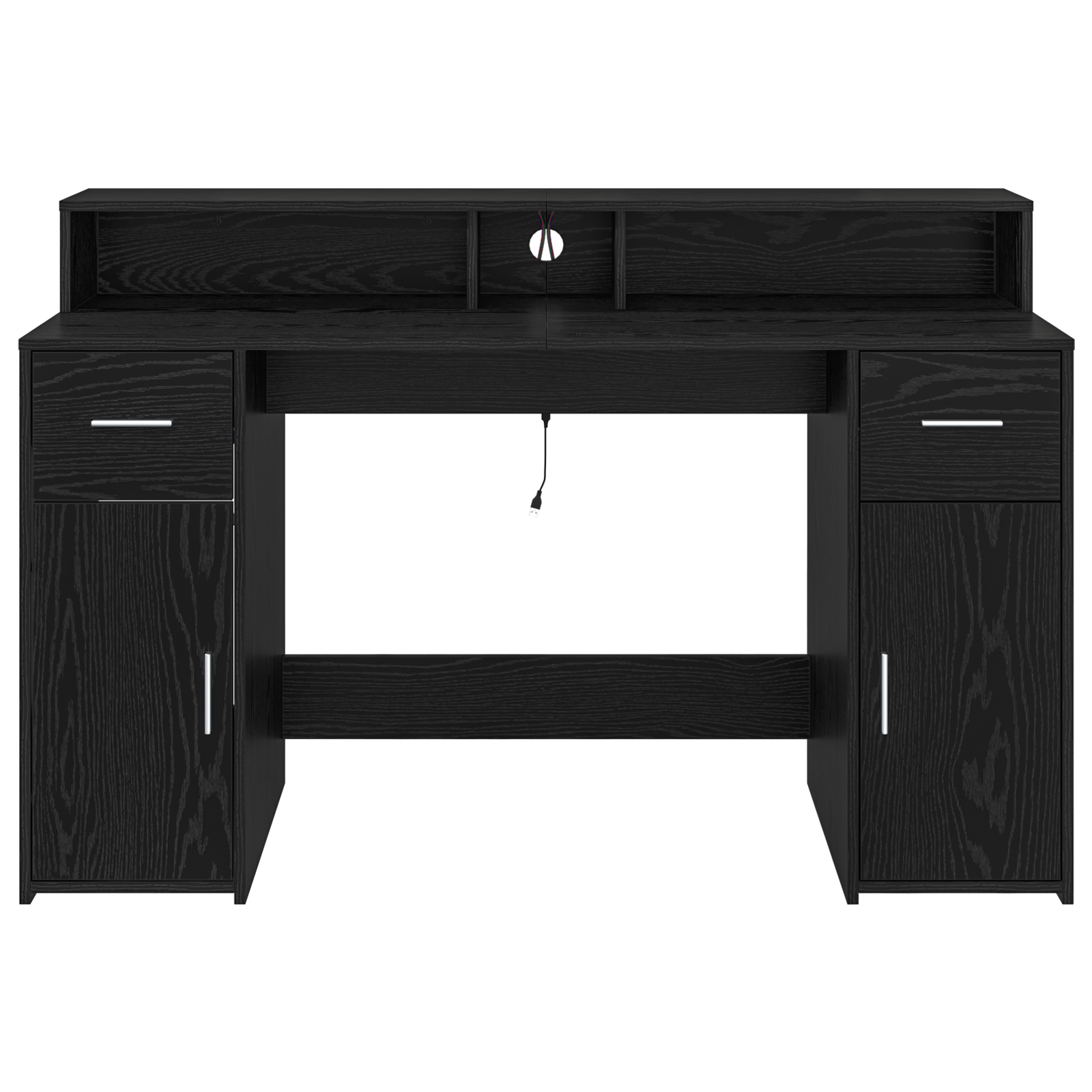 Desk Black Oak 140x55x91 cm Engineered Wood - Image 6