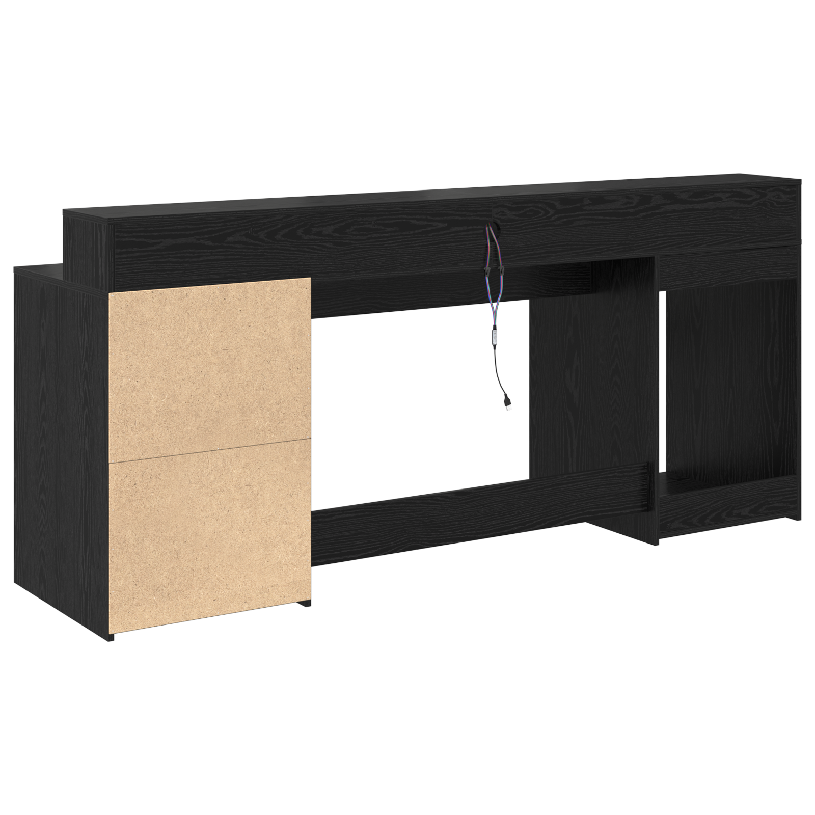 Desk Black Oak 200x55x91 cm Engineered Wood - Image 7