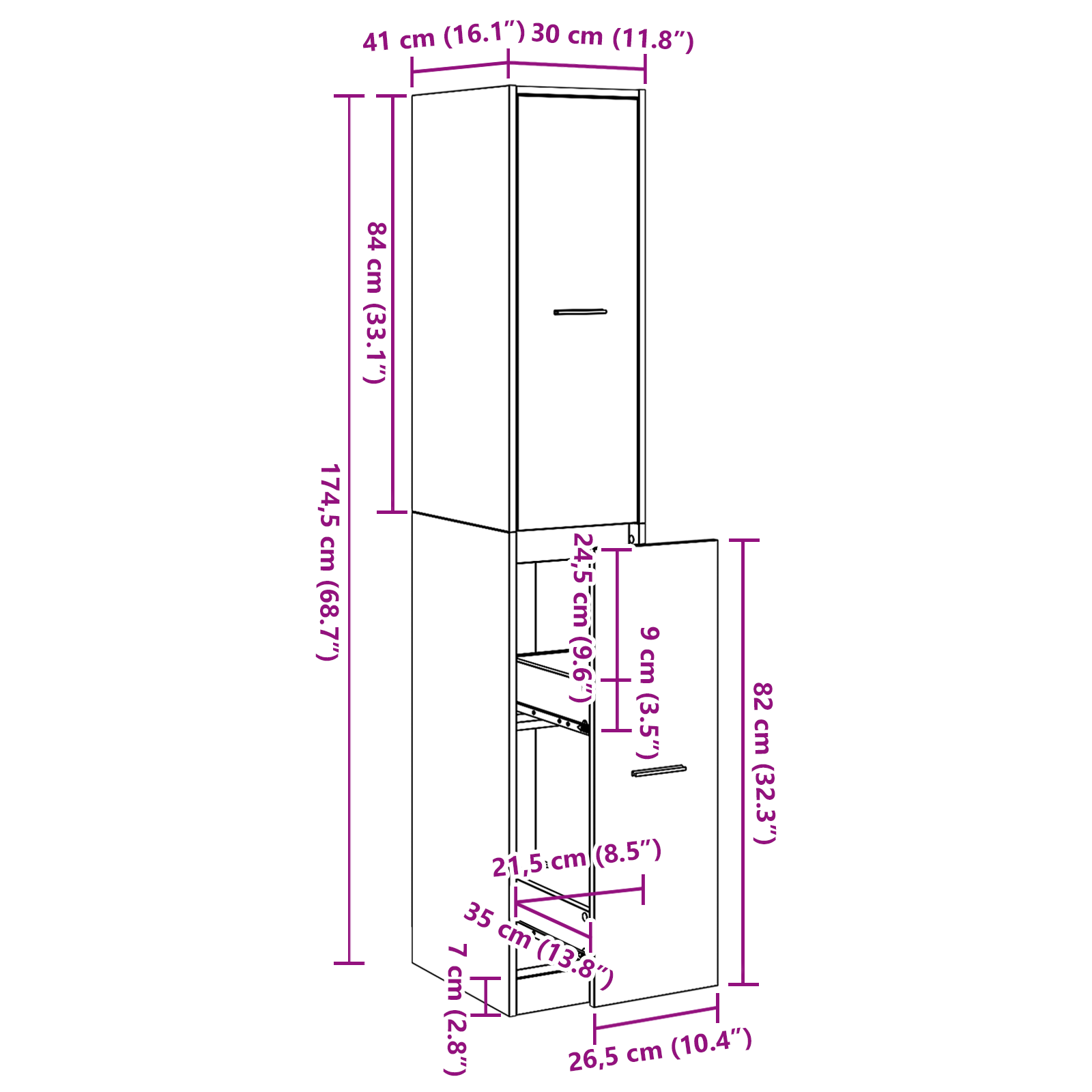 Apothecary cabinet Black Oak 30x41x174.5 cm Engineered Wood - Image 10