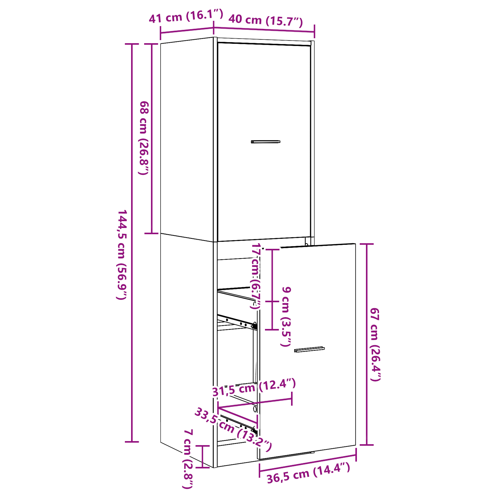 Apothecary cabinet Black Oak 40x41x144.5 cm Engineered Wood - Image 10
