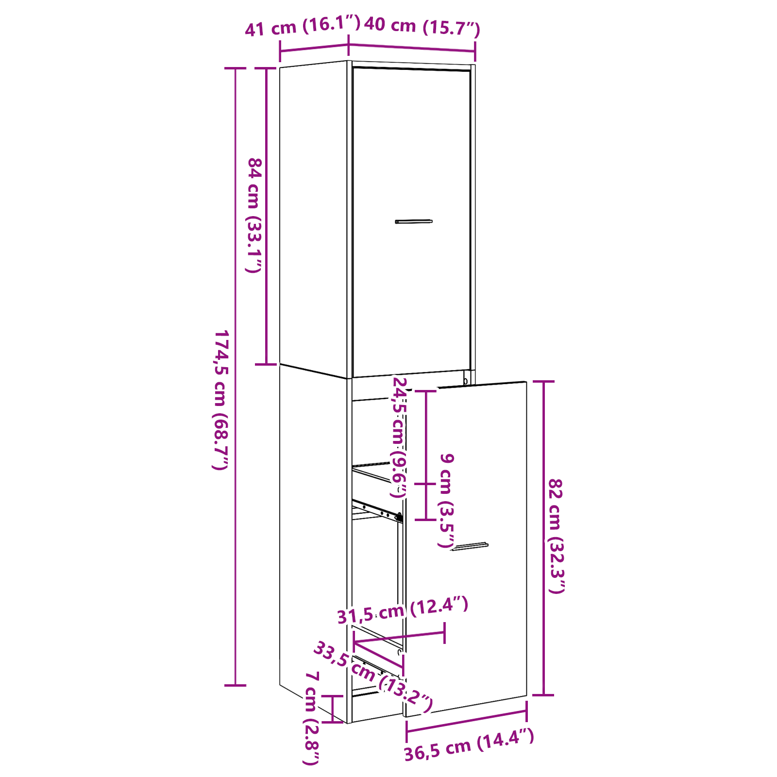 Apothecary cabinet Black Oak 40x41x174.5 cm Engineered Wood - Image 10
