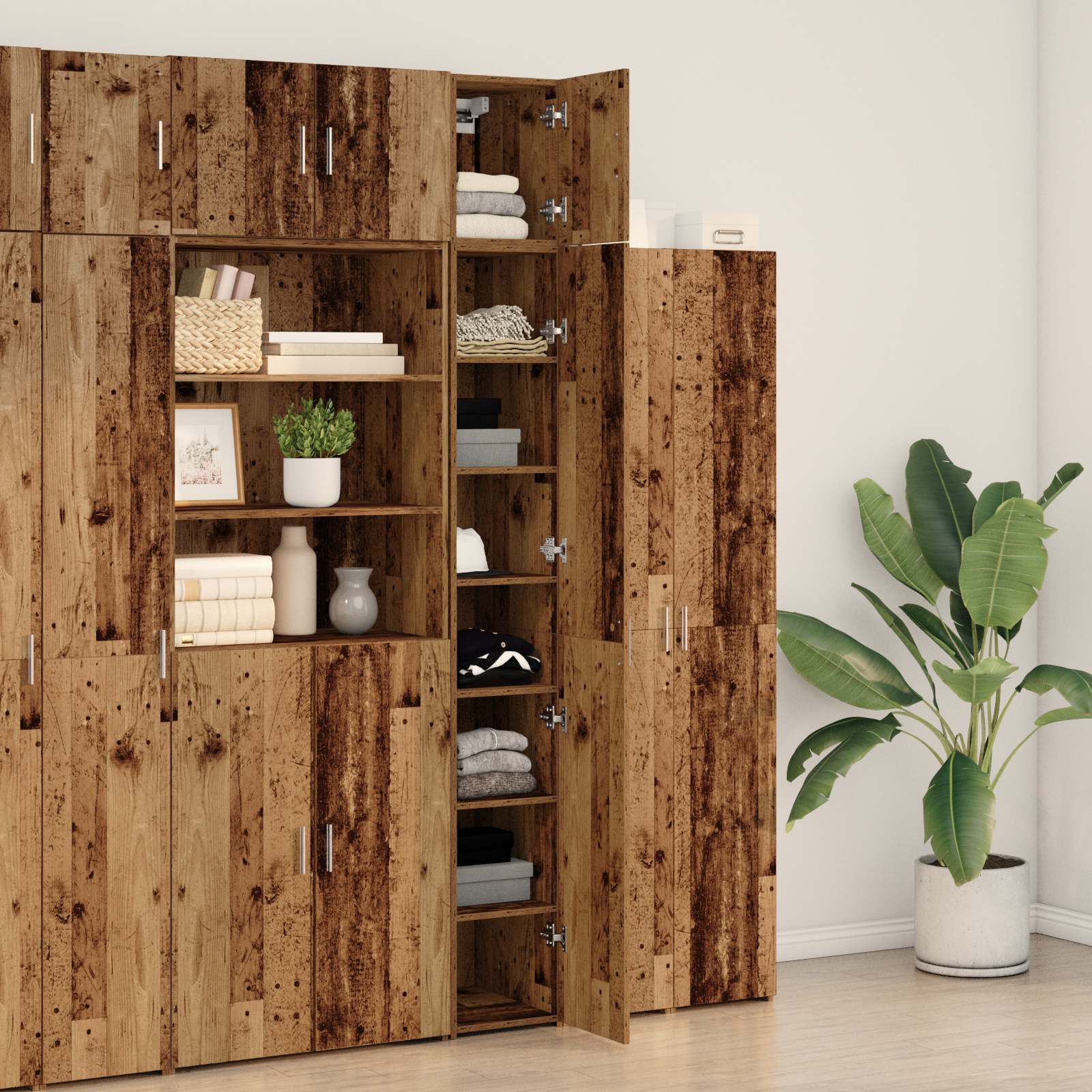 Slim Storage Cabinet Old Wood 30x42.5x225 cm Engineered Wood - Image 4