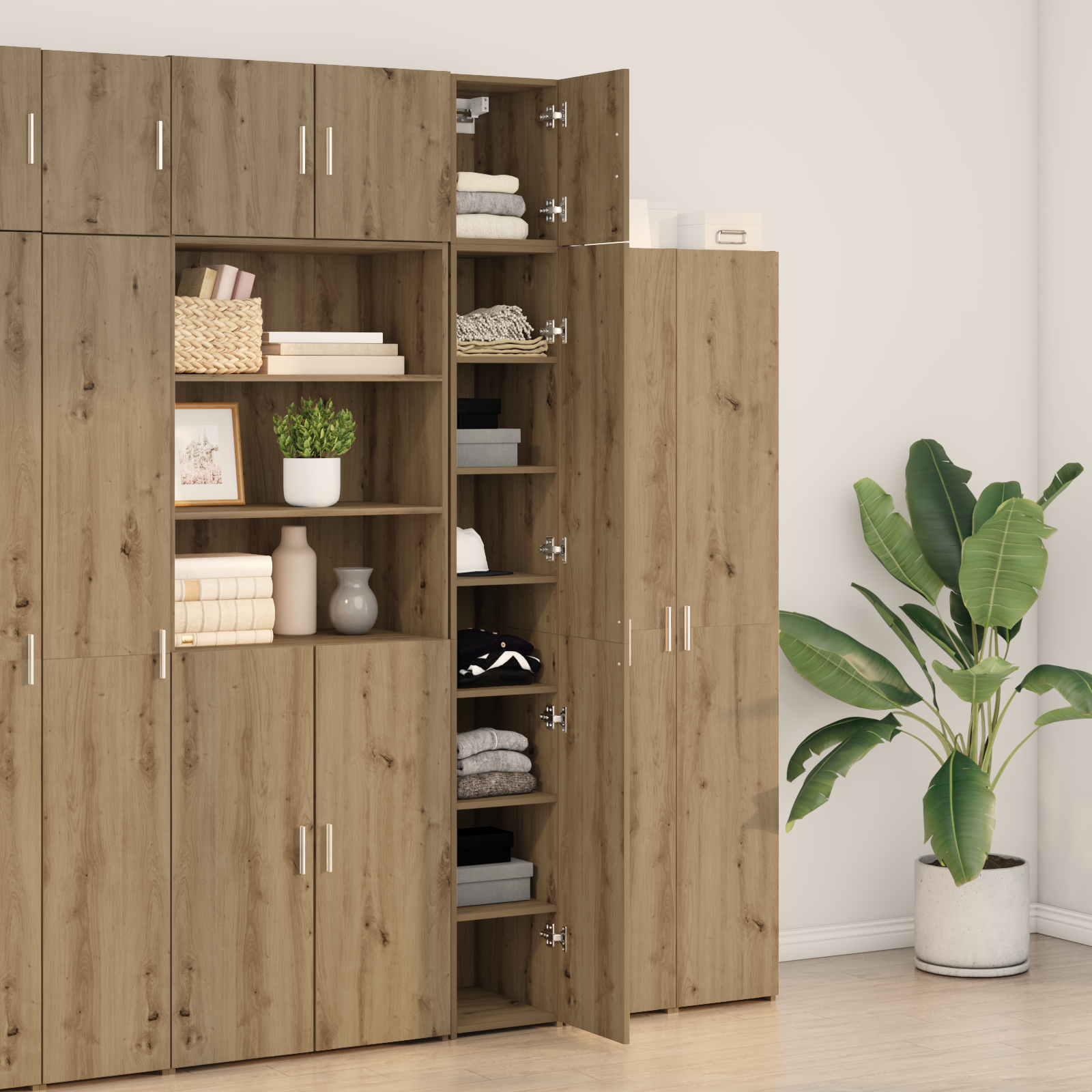 Slim Storage Cabinet Artisan Oak 30x42.5x225 cm Engineered Wood - Image 4