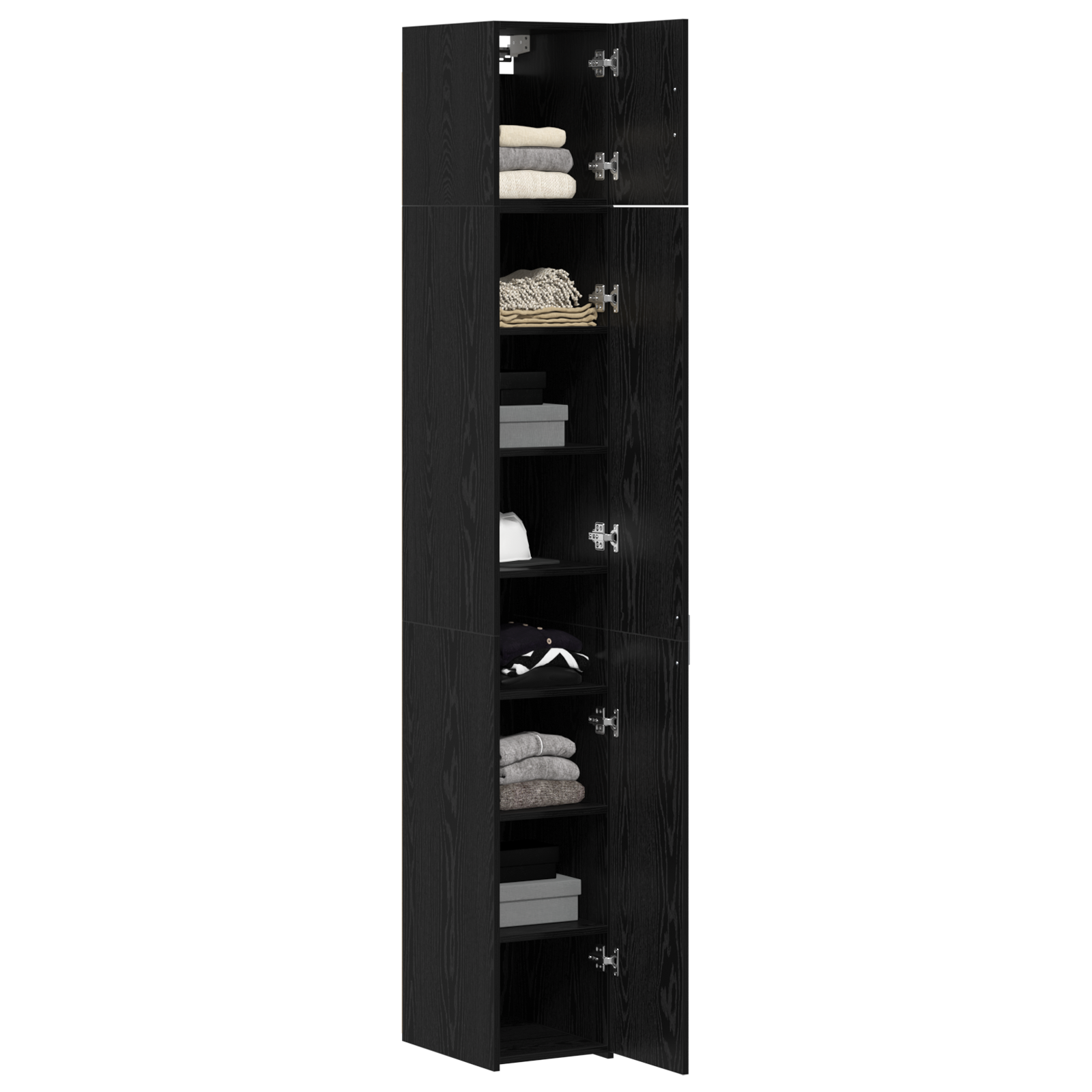 Slim Storage Cabinet Black Oak 30x42.5x225 cm Engineered Wood - Image 3