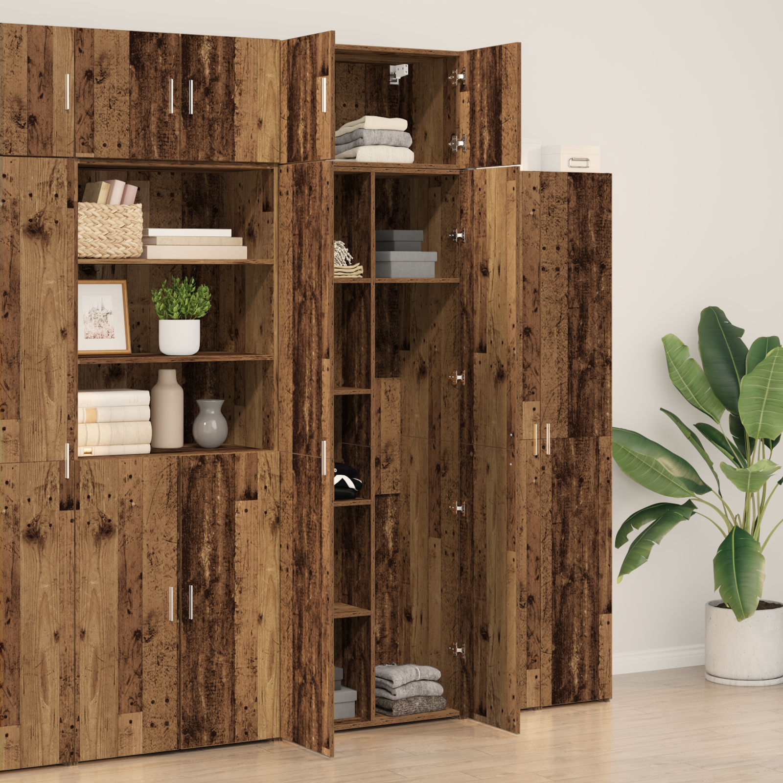 Storage Cabinet Old Wood 70x42.5x225 cm Engineered Wood - Image 4