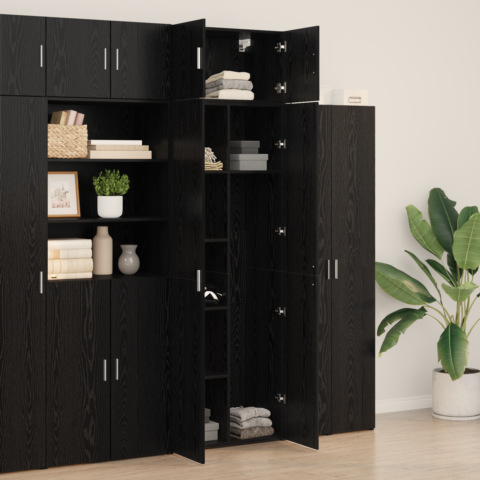 Storage Cabinet Black Oak 70x42.5x225 cm Engineered Wood - Image 4