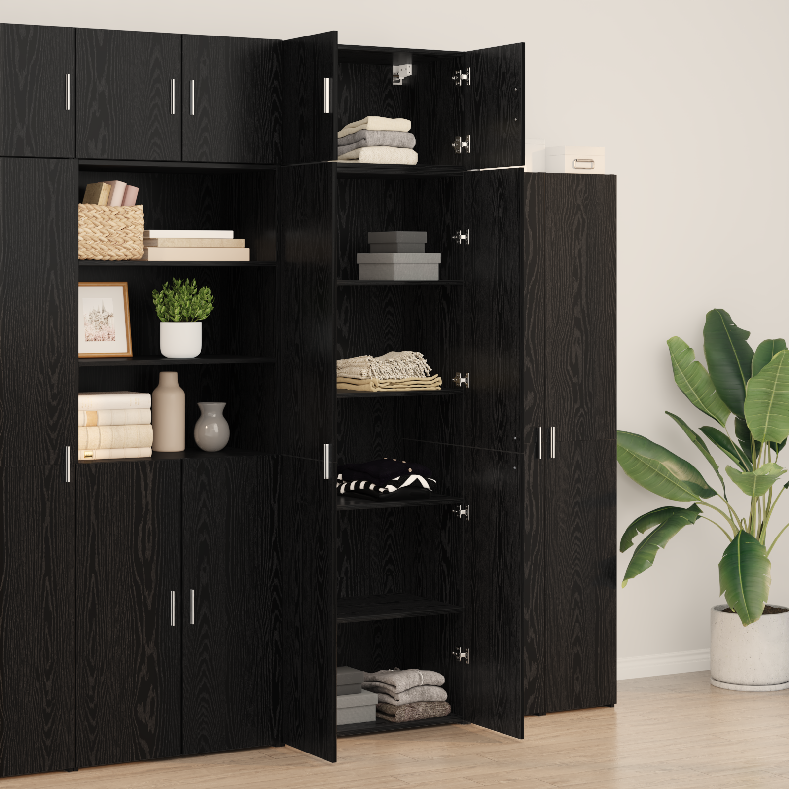 Storage Cabinet Black Oak 70x42.5x225 cm Engineered Wood - Image 4