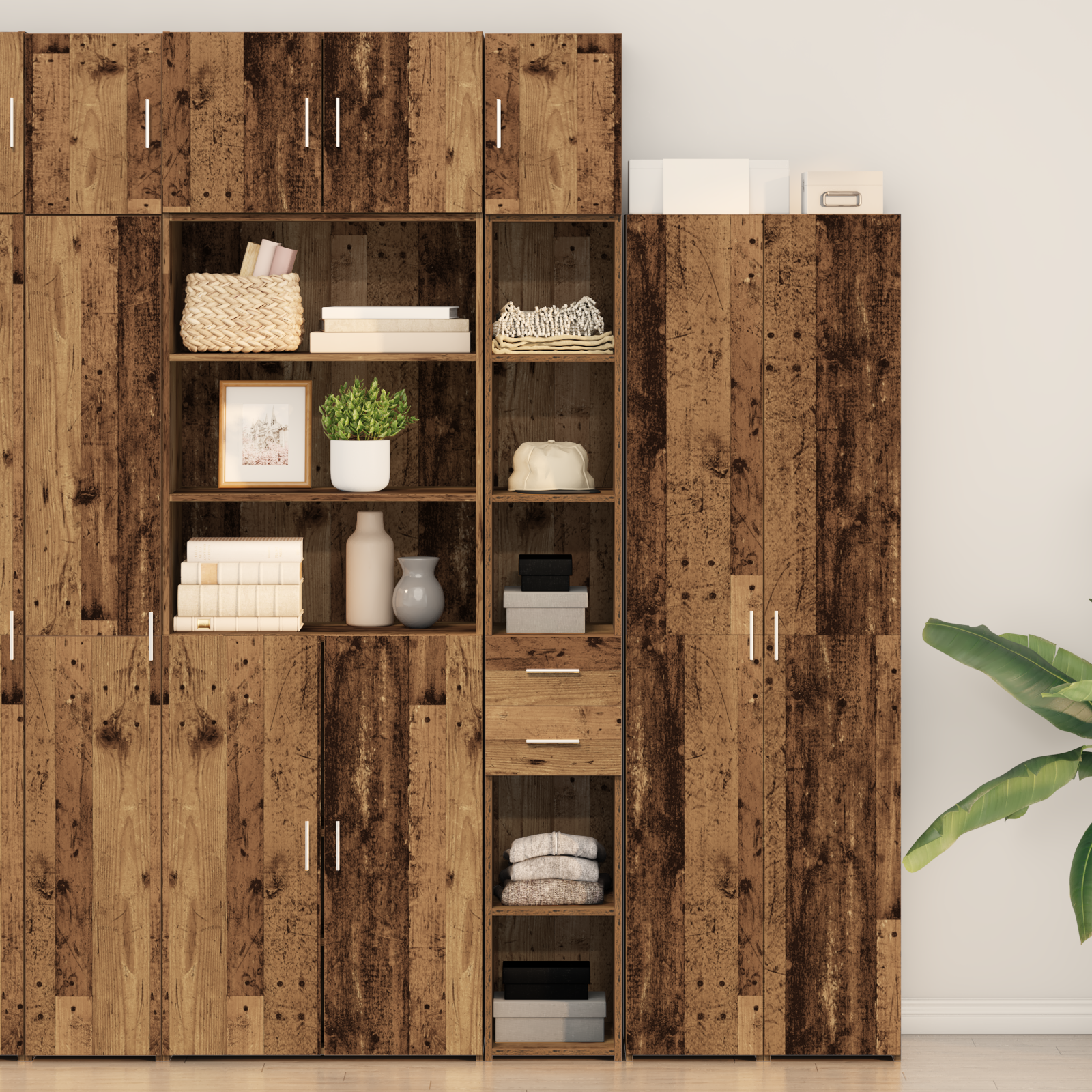 Slim Storage Cabinet Old Wood 30x42.5x225 cm Engineered Wood