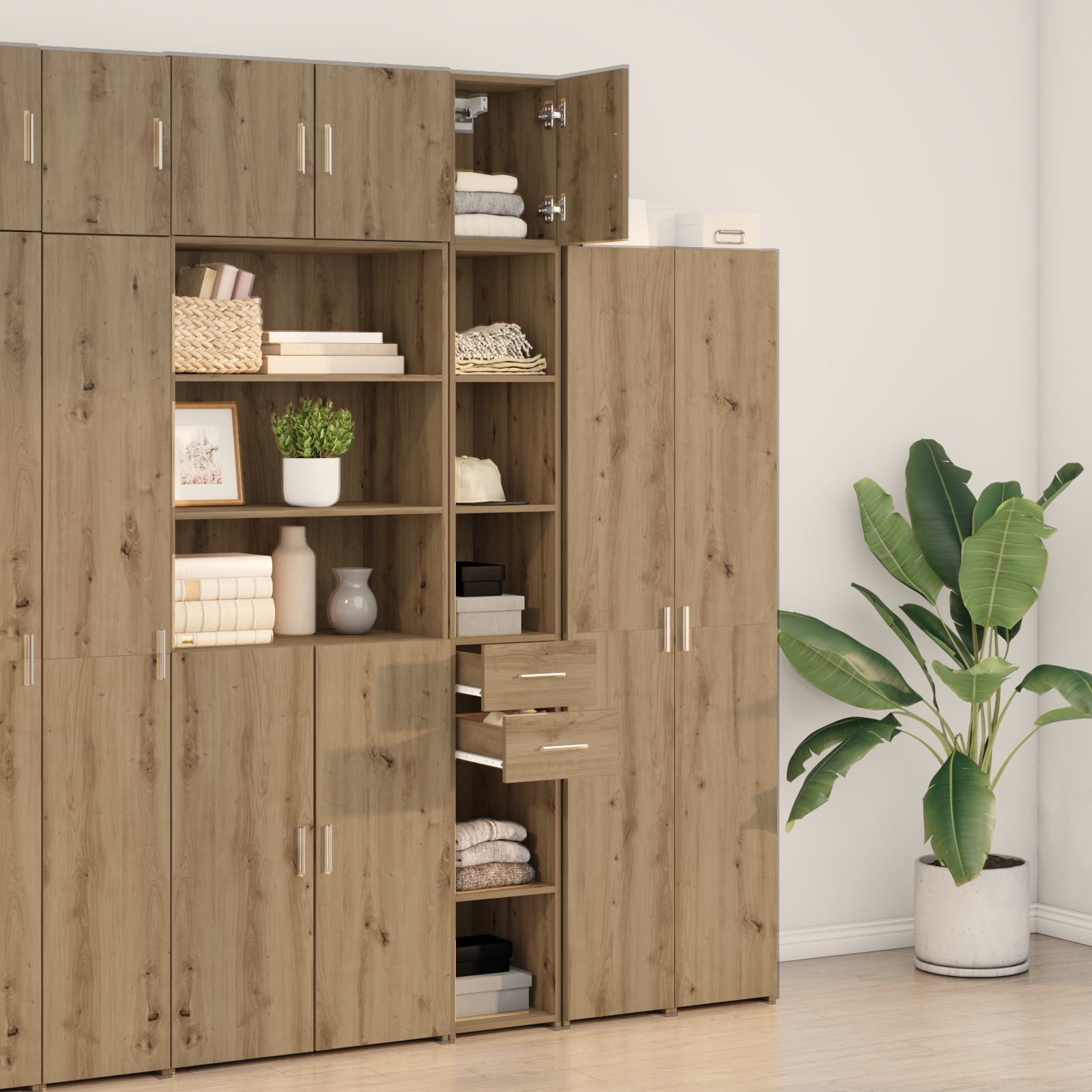 Slim Storage Cabinet Artisan Oak 30x42.5x225 cm Engineered Wood - Image 4