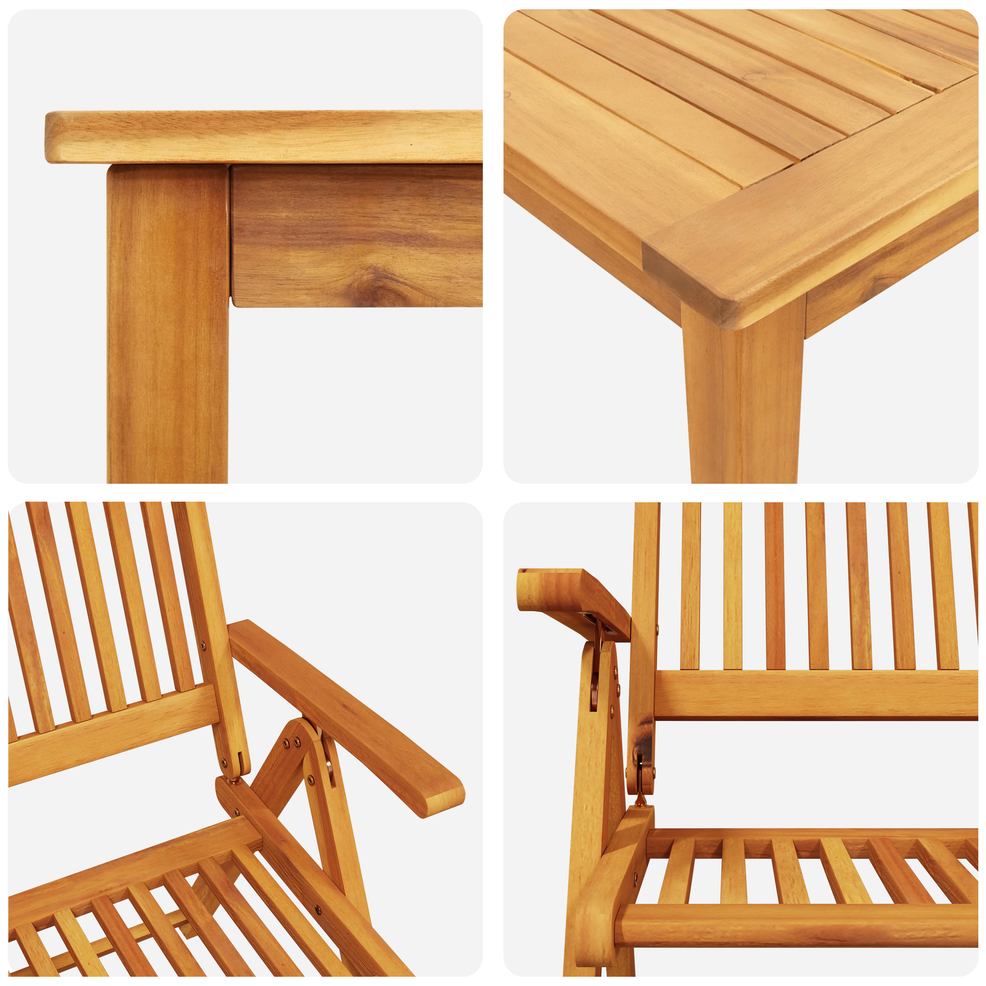 5 Piece Garden Dining Set Solid Acacia Wood Foldable - Image 11