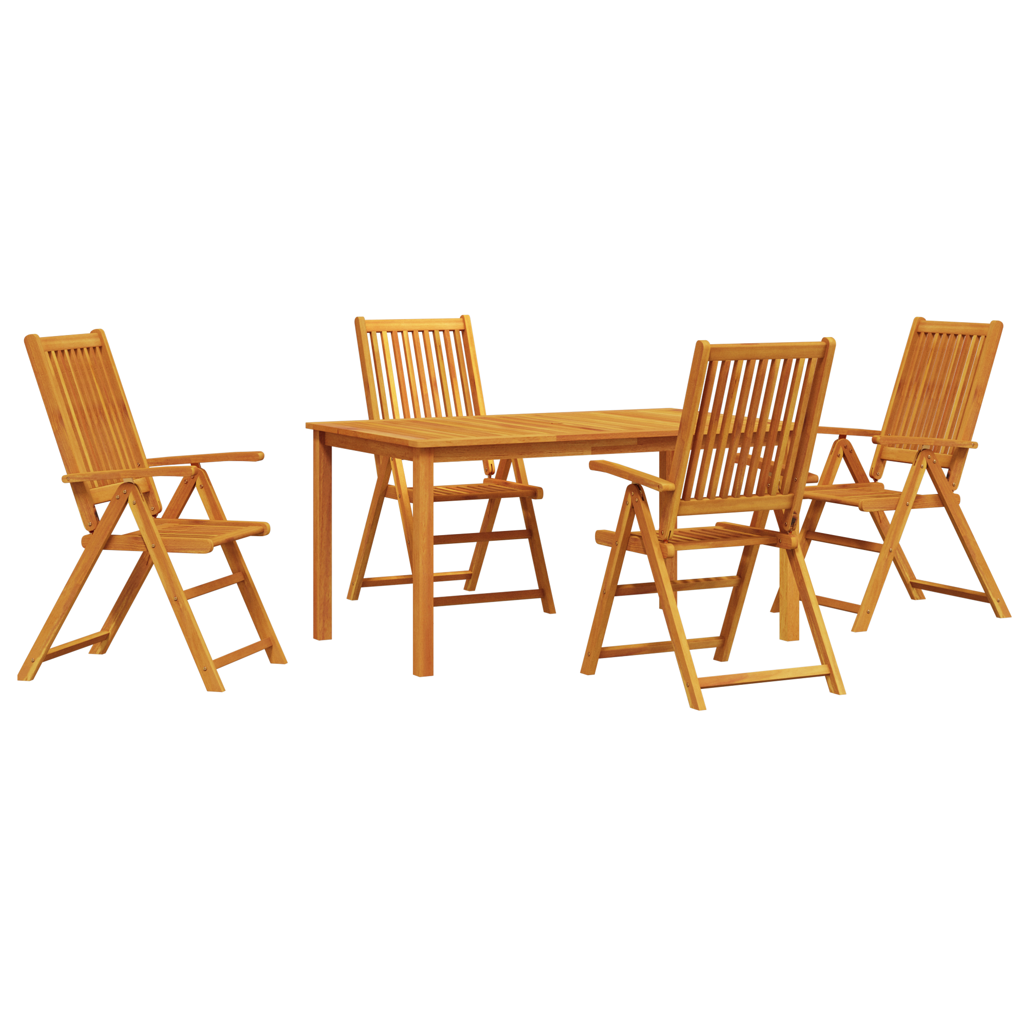 5 Piece Garden Dining Set Solid Acacia Wood Foldable - Image 2