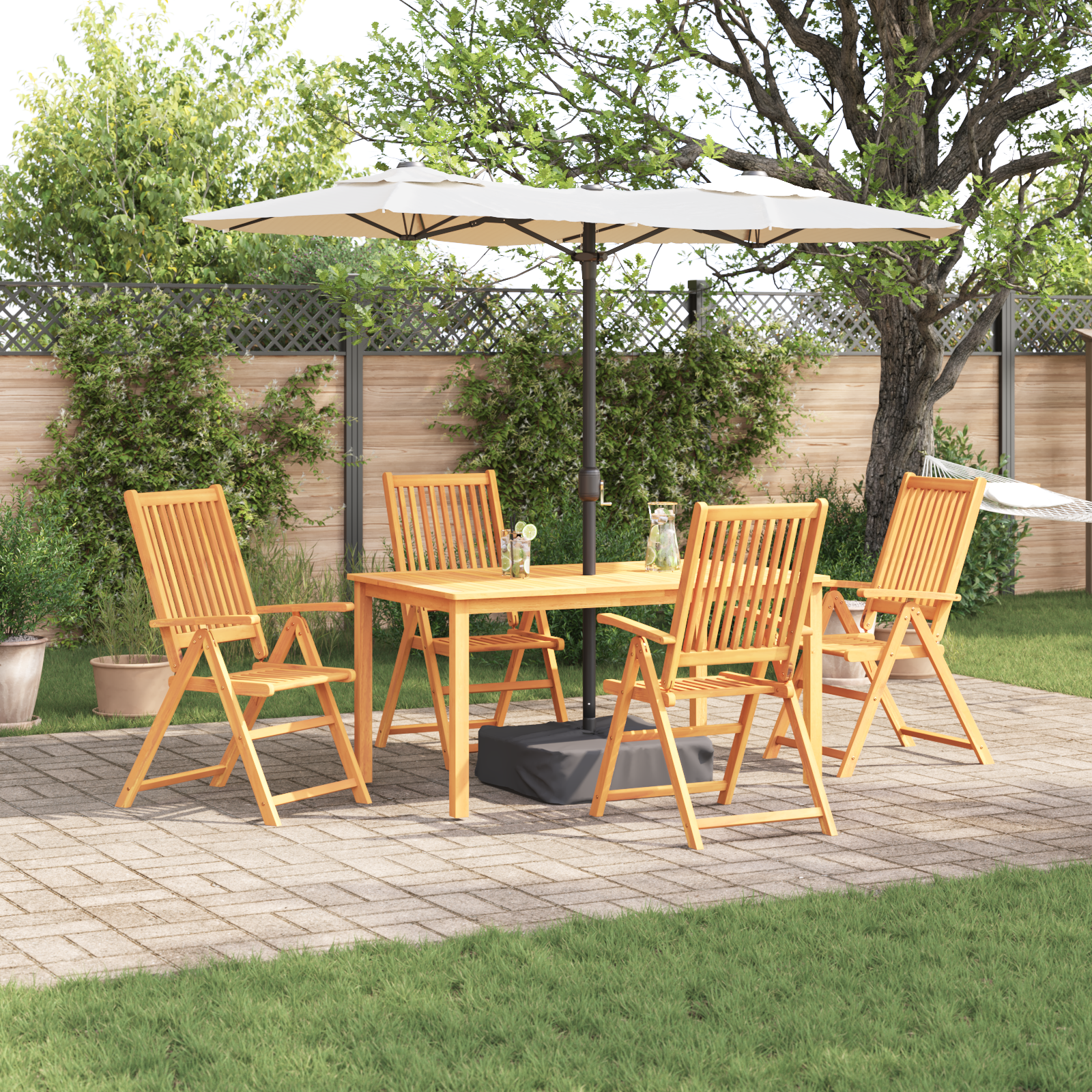 5 Piece Garden Dining Set Solid Acacia Wood Foldable