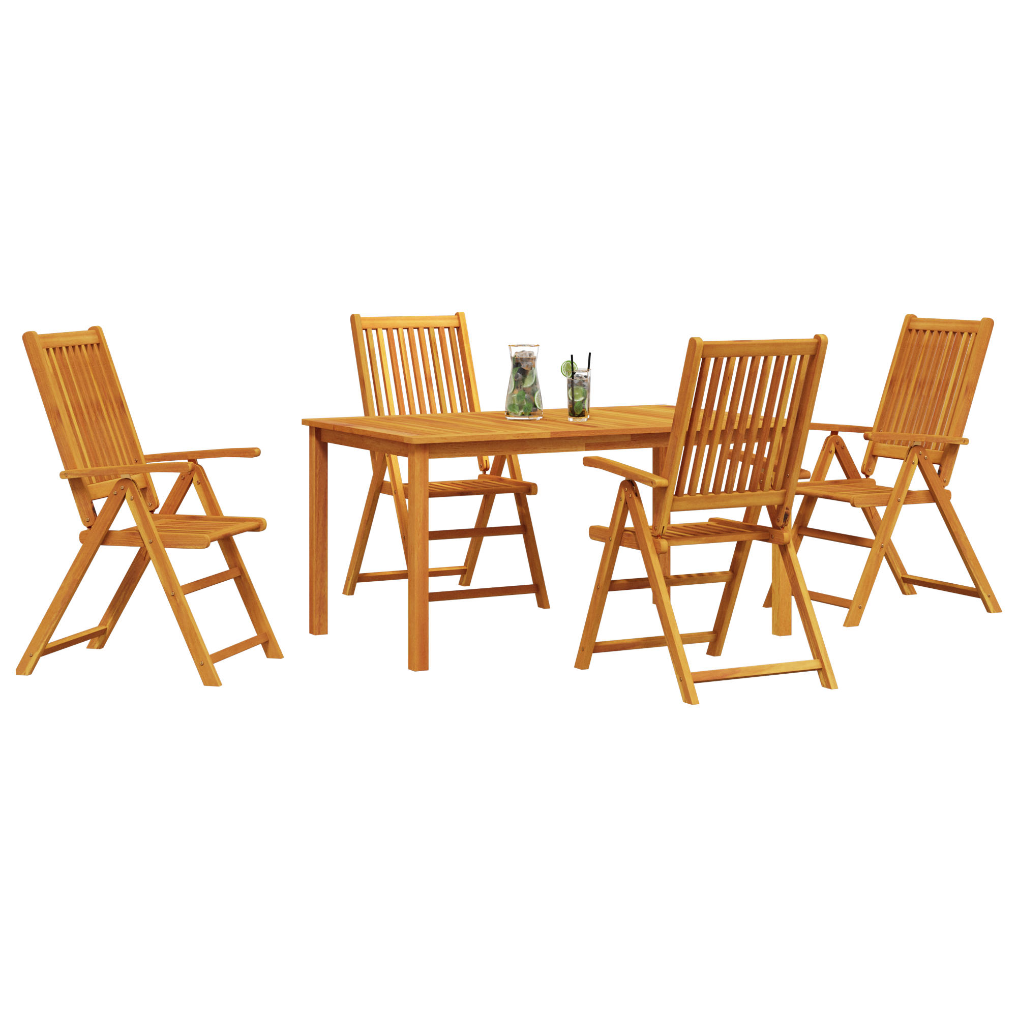 5 Piece Garden Dining Set Solid Acacia Wood Foldable - Image 3