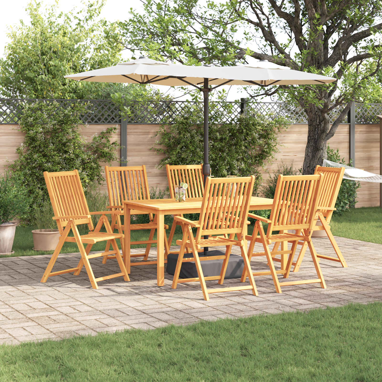 3 Piece Garden Dining Set Solid Acacia Wood Foldable