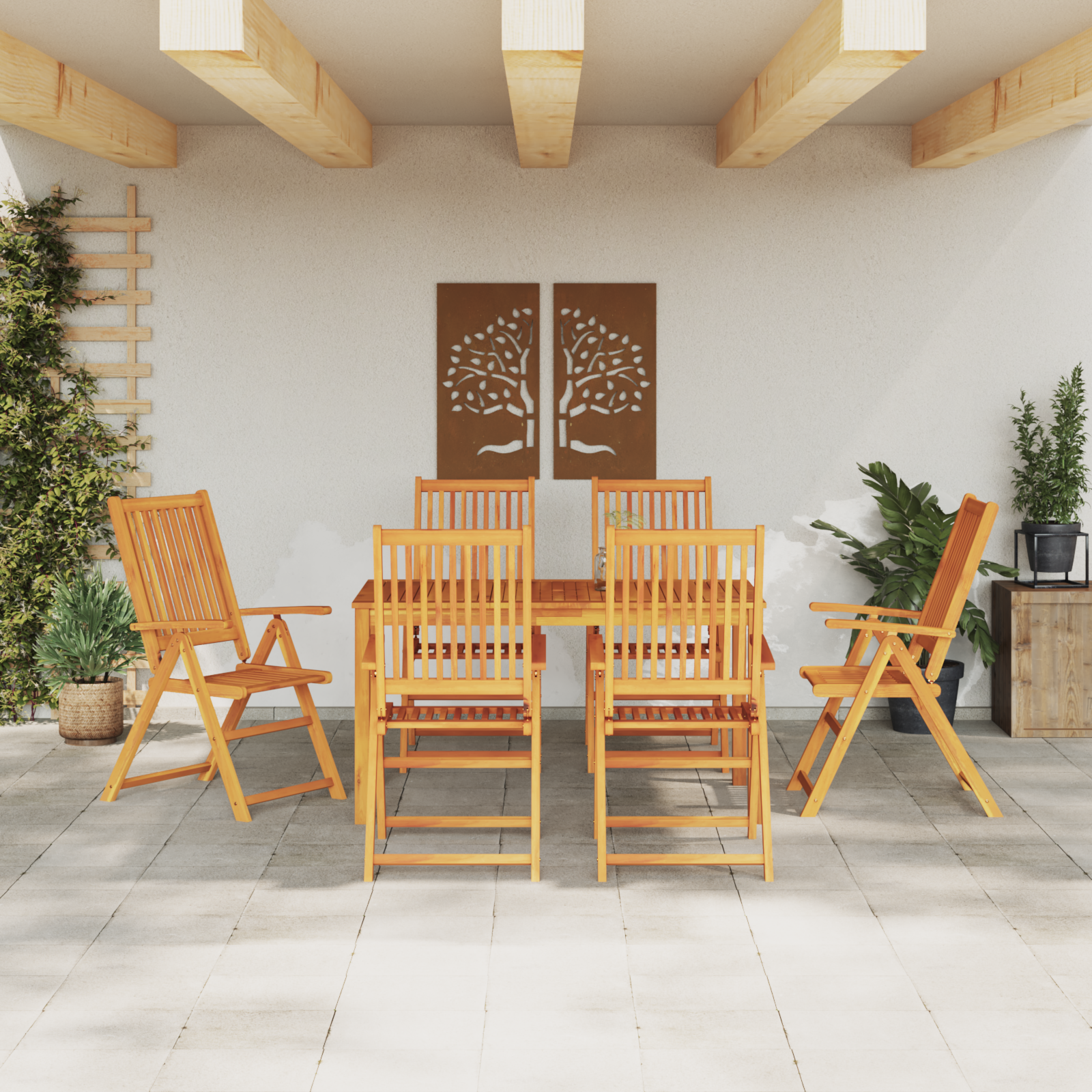 3 Piece Garden Dining Set Solid Acacia Wood Foldable - Image 4