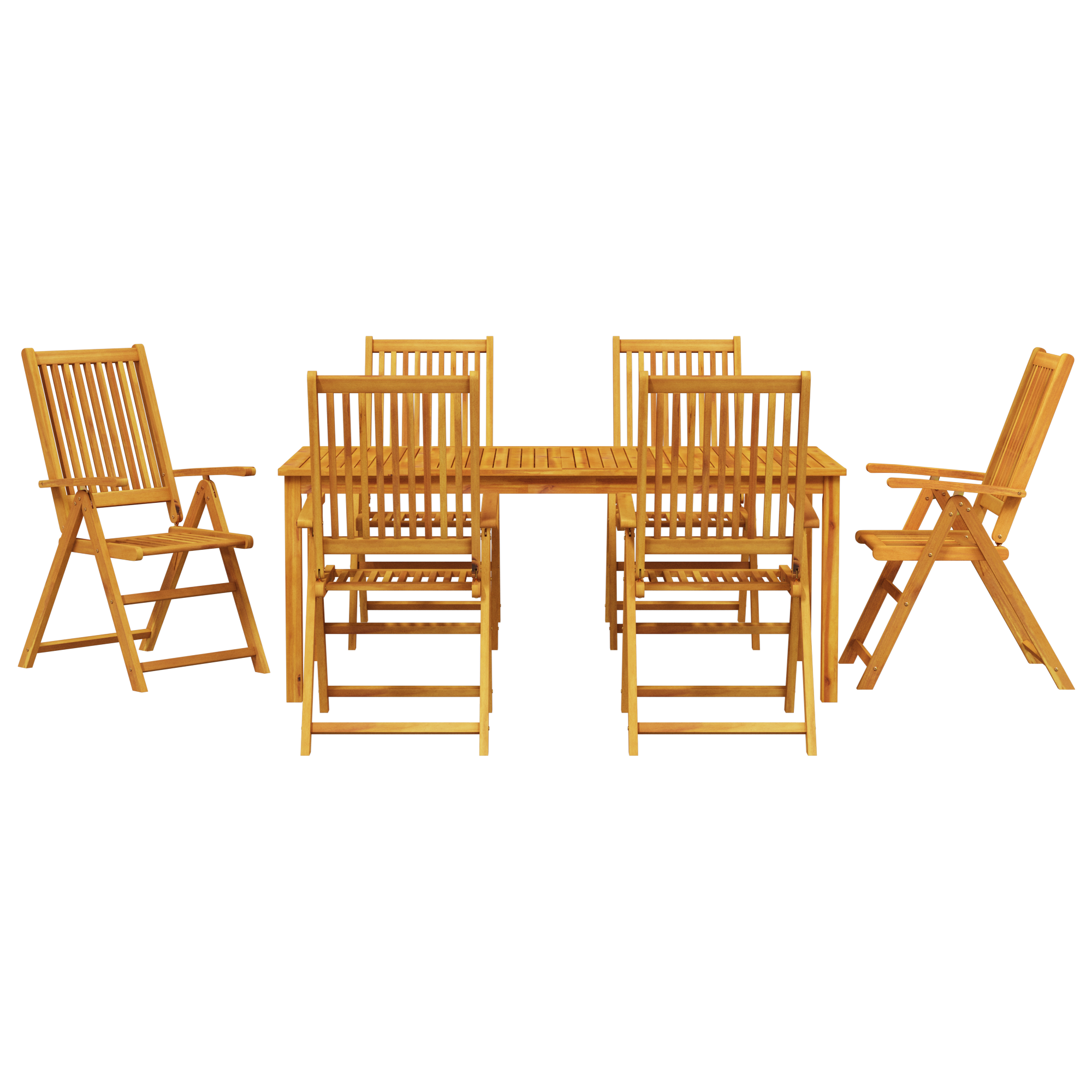 7 Piece Garden Dining Set Solid Acacia Wood Foldable - Image 7