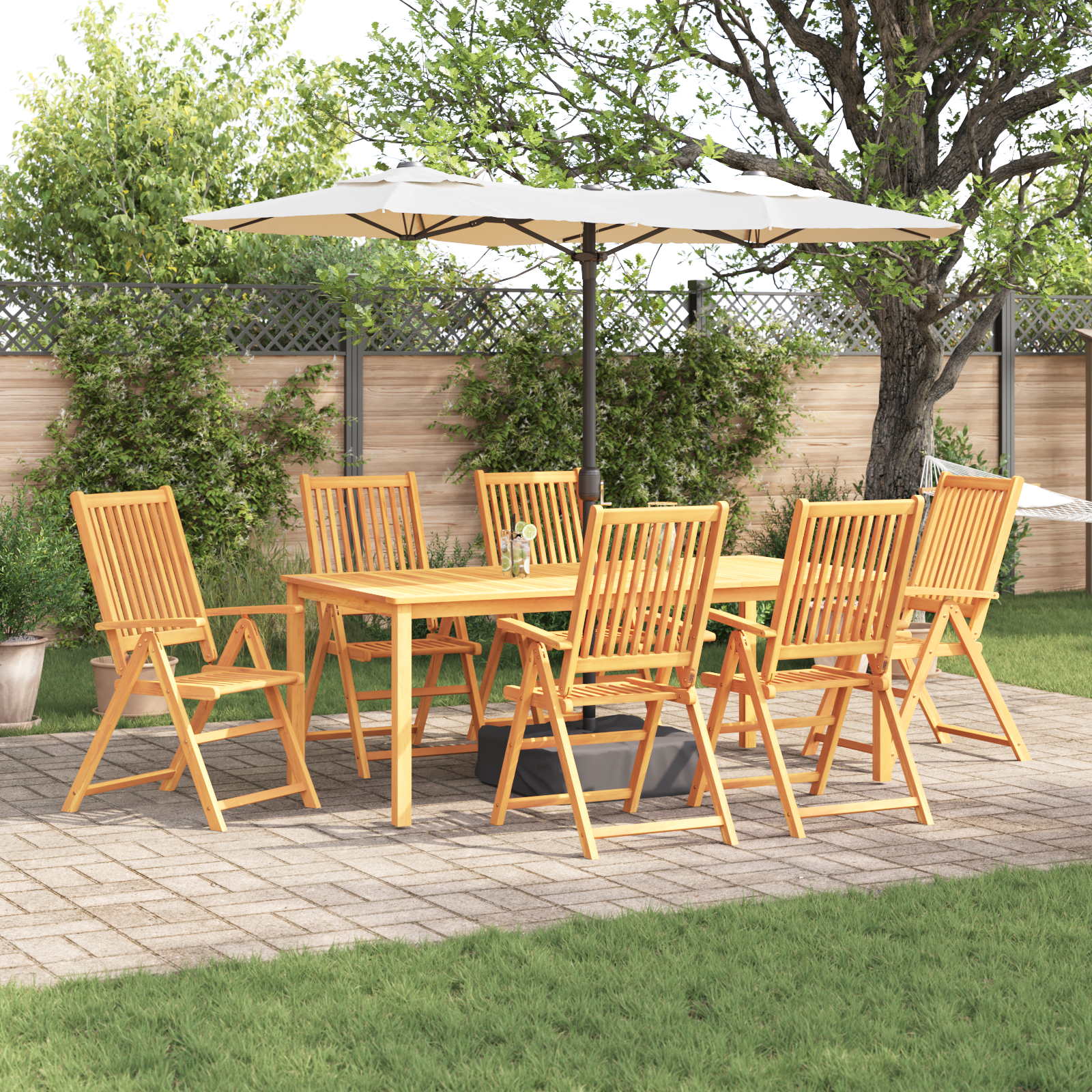 7 Piece Garden Dining Set Solid Acacia Wood Foldable