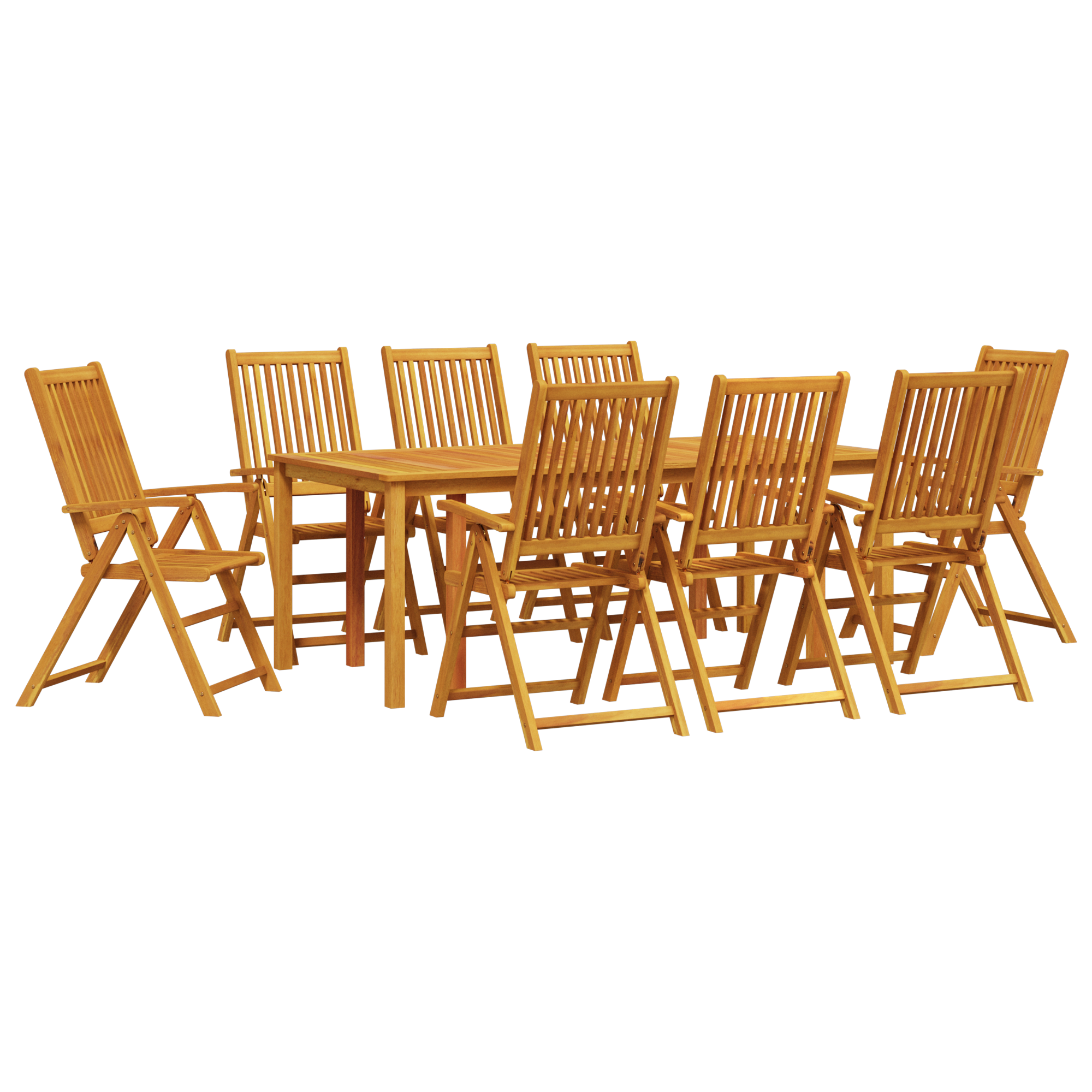 9 Piece Garden Dining Set Solid Acacia Wood Foldable - Image 2