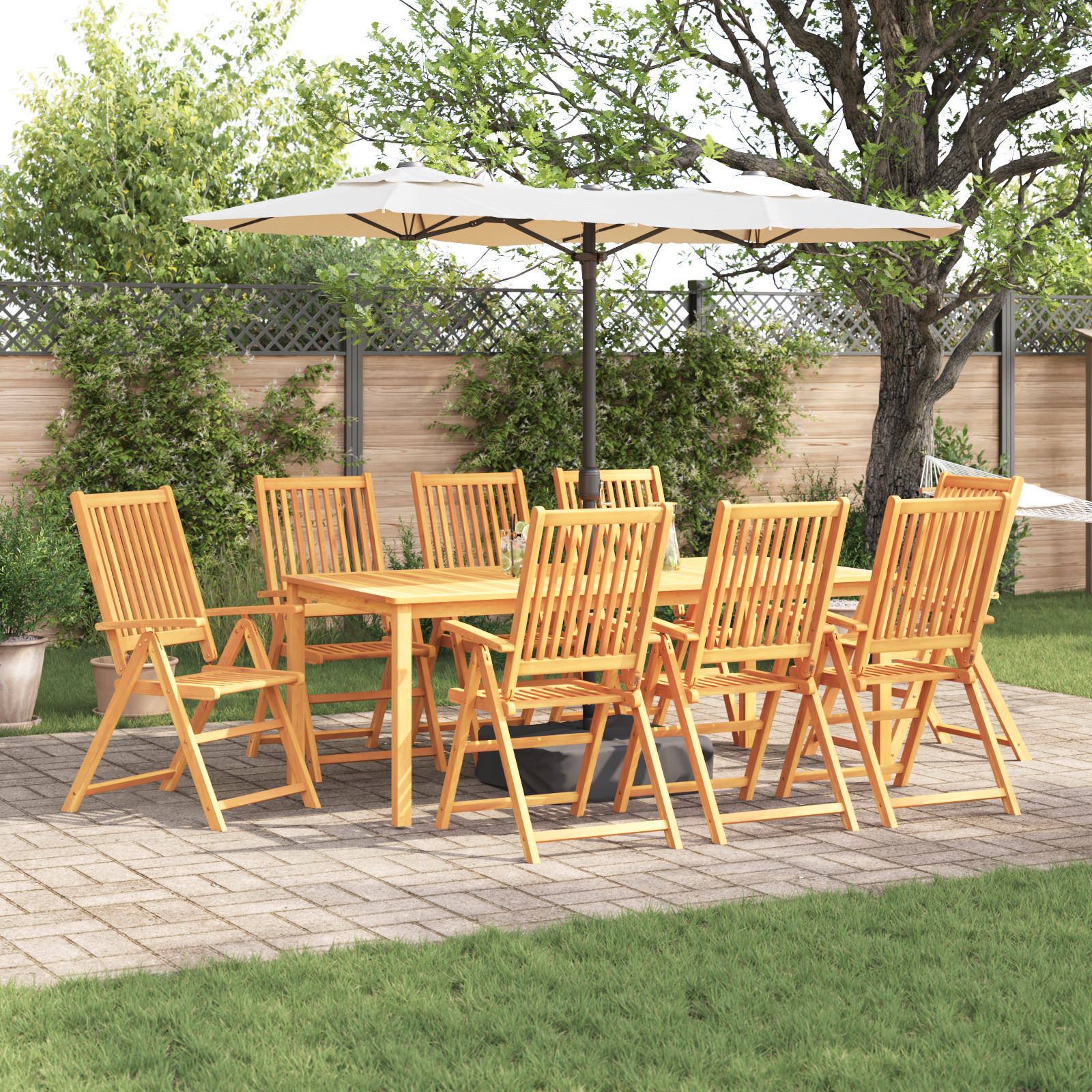 9 Piece Garden Dining Set Solid Acacia Wood Foldable