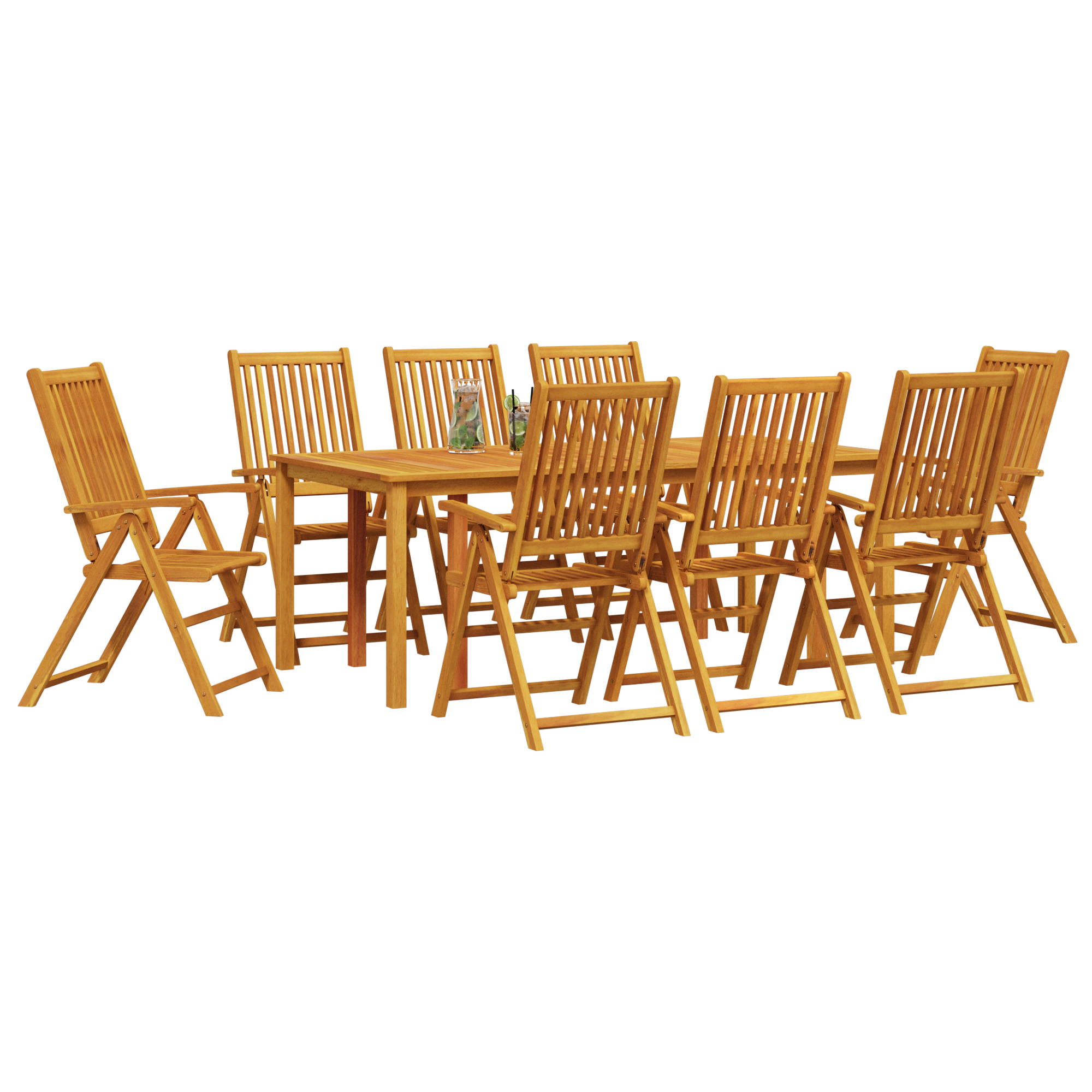 9 Piece Garden Dining Set Solid Acacia Wood Foldable - Image 3