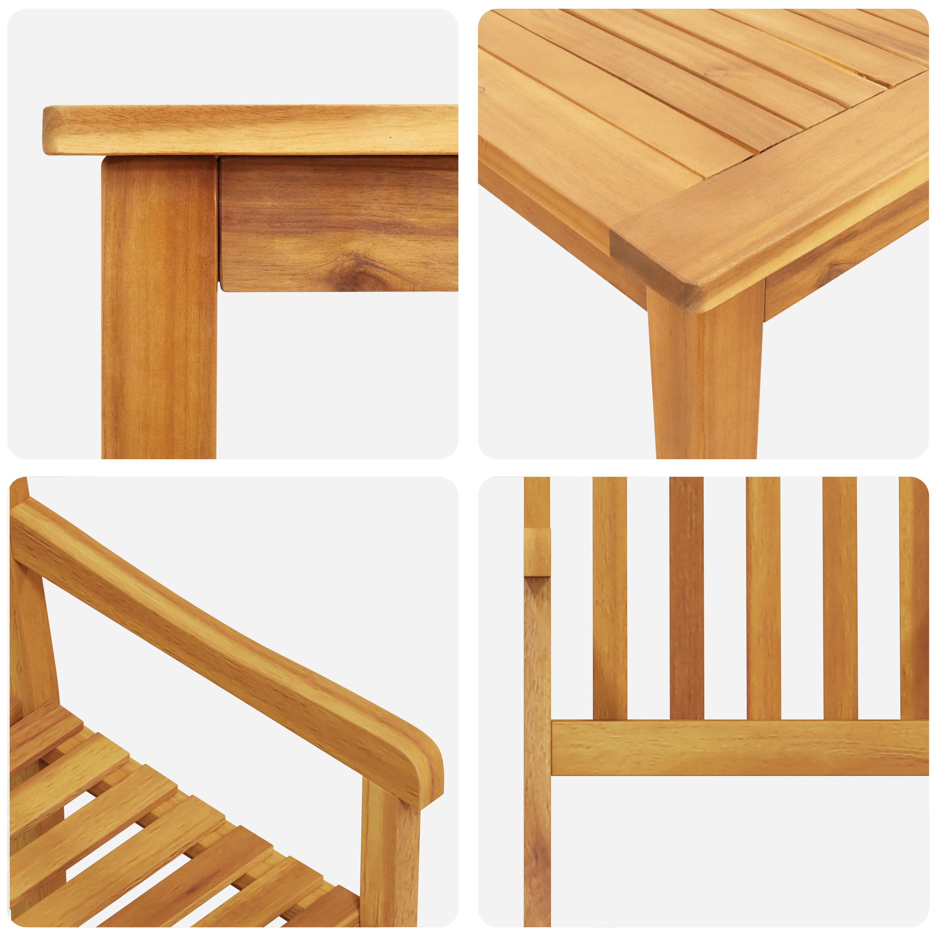 Комплект за градинско хранене, 7 части, от масивно акациево дърво - Image 11