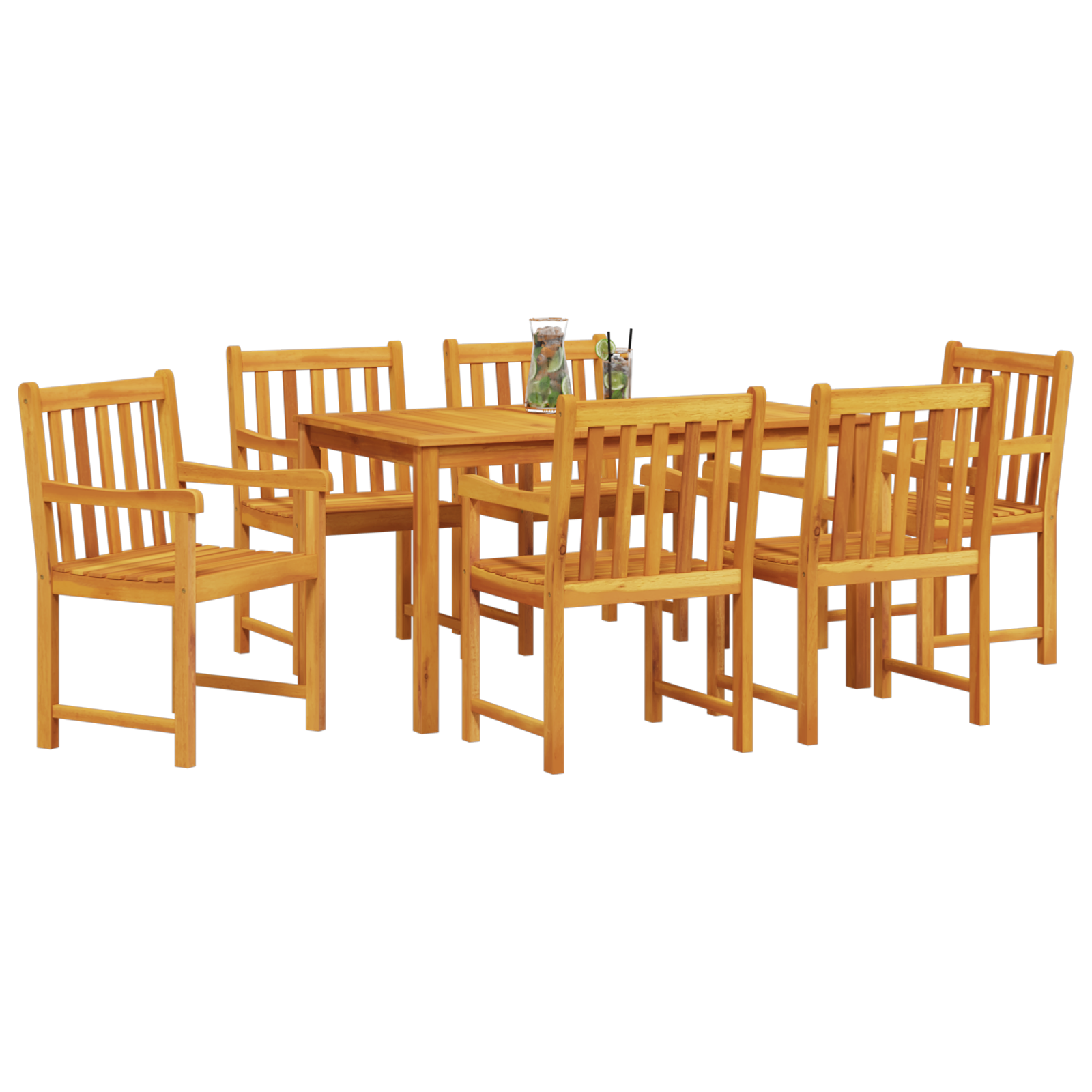 Комплект за градинско хранене, 7 части, от масивно акациево дърво - Image 3