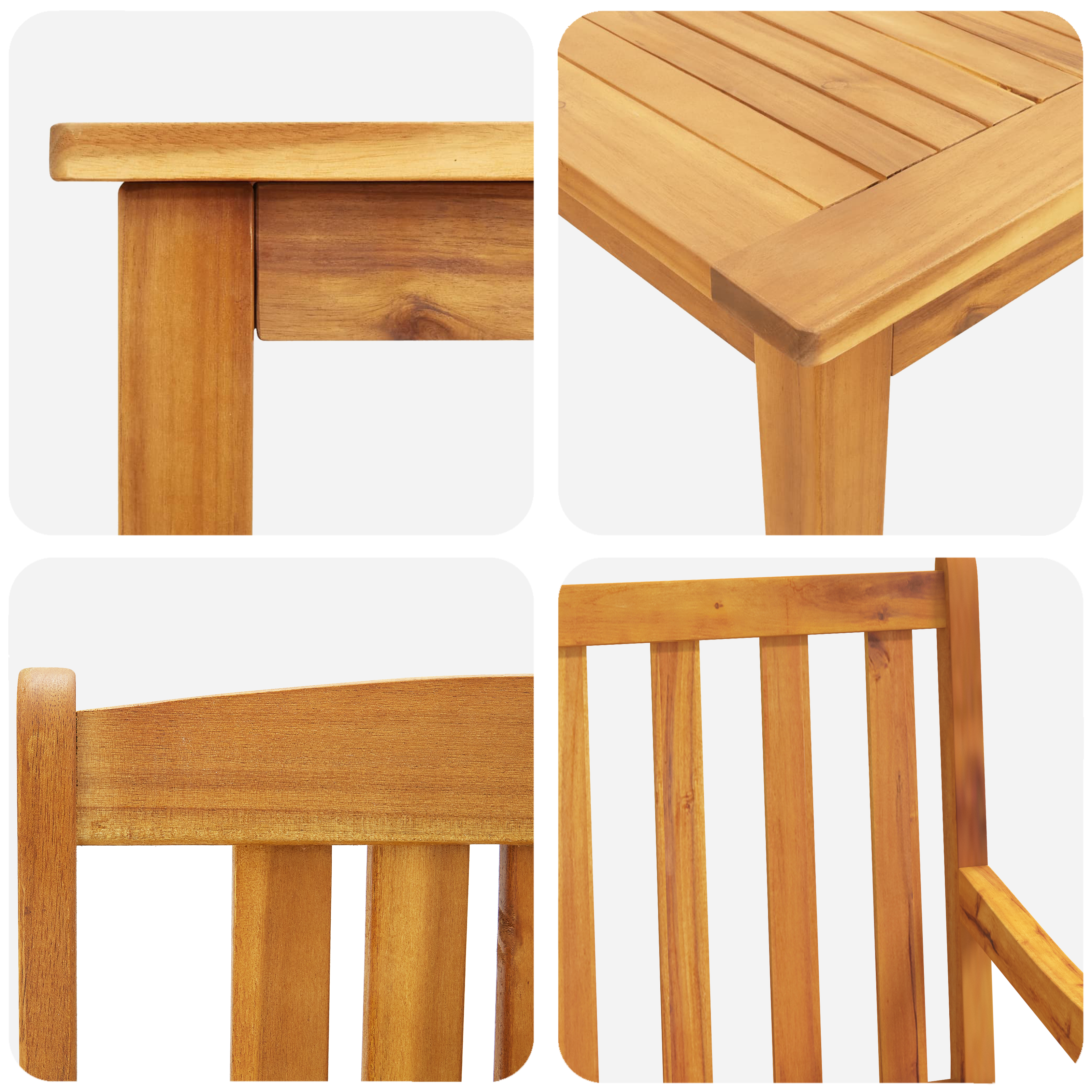 3-Piece Garden Dining Set - Solid Acacia Wood - Image 11