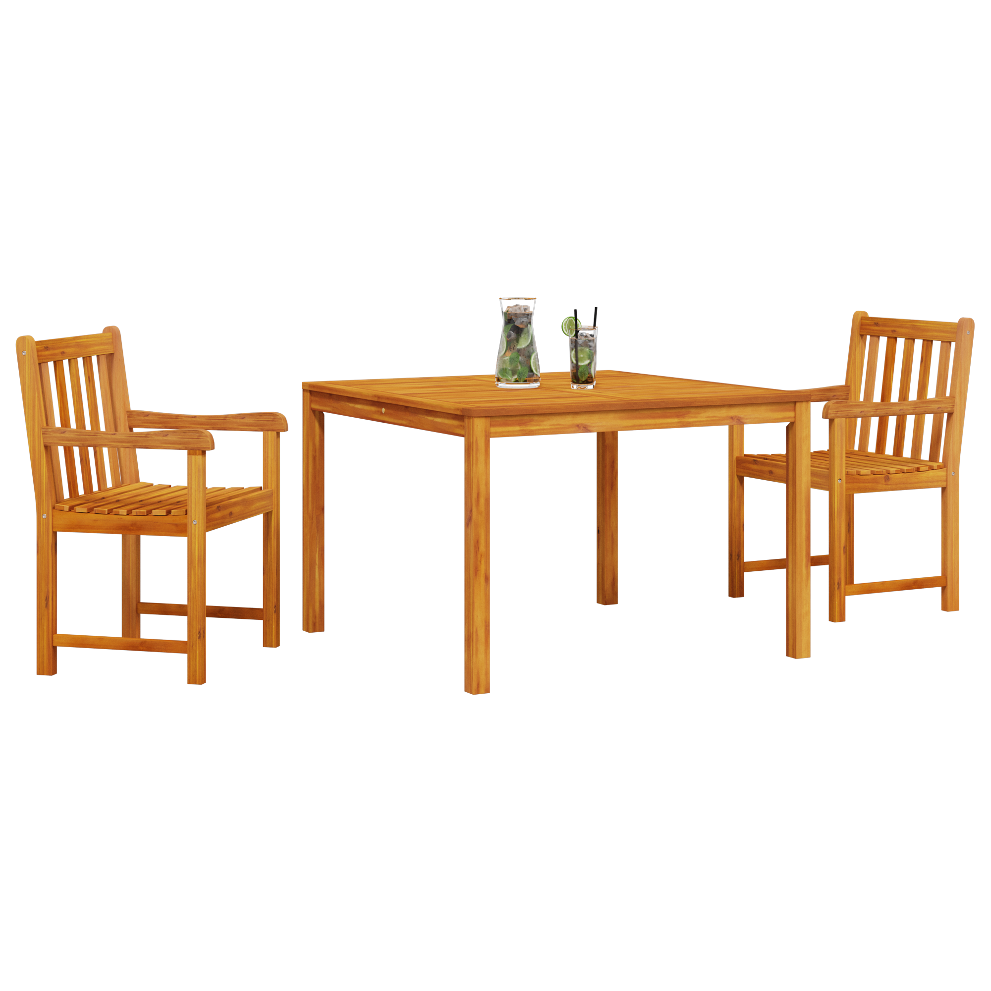 3-Piece Garden Dining Set - Solid Acacia Wood - Image 3