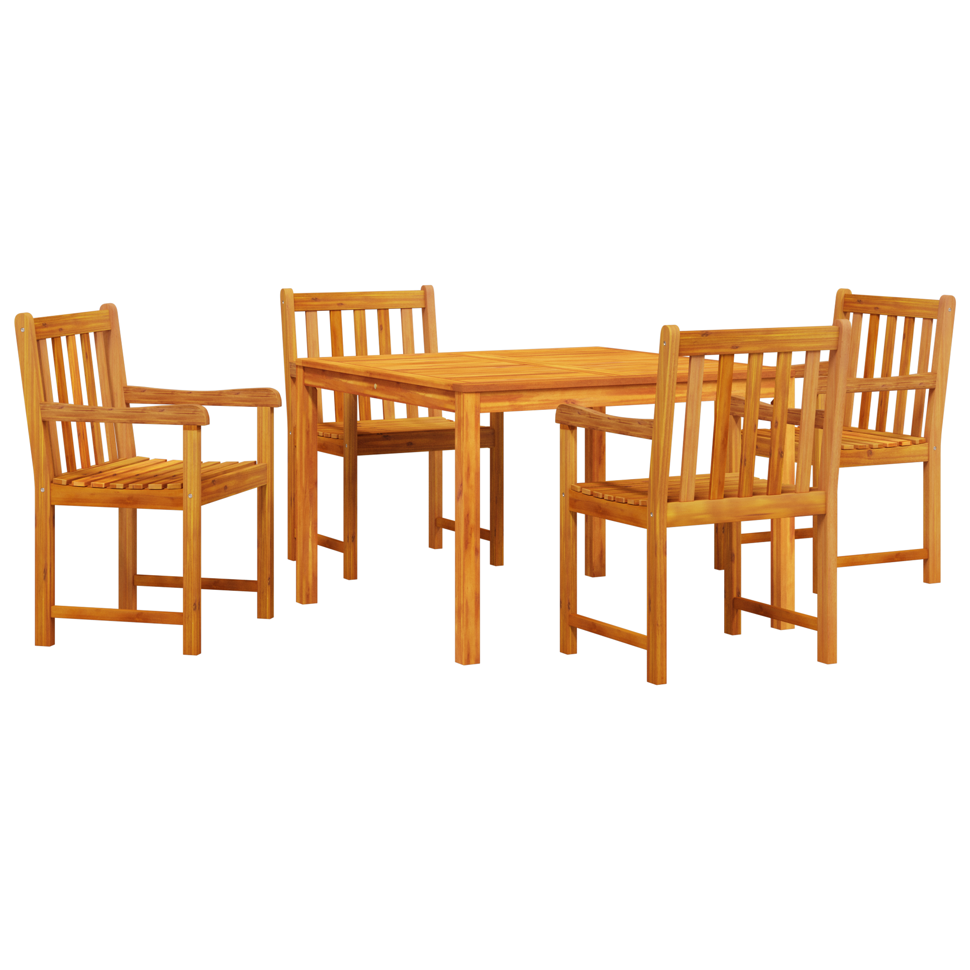 5-Piece Garden Dining Set - Solid Acacia Wood - Image 2