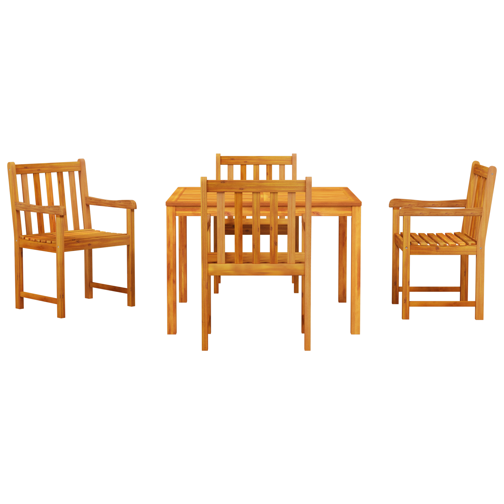 5-Piece Garden Dining Set - Solid Acacia Wood - Image 7