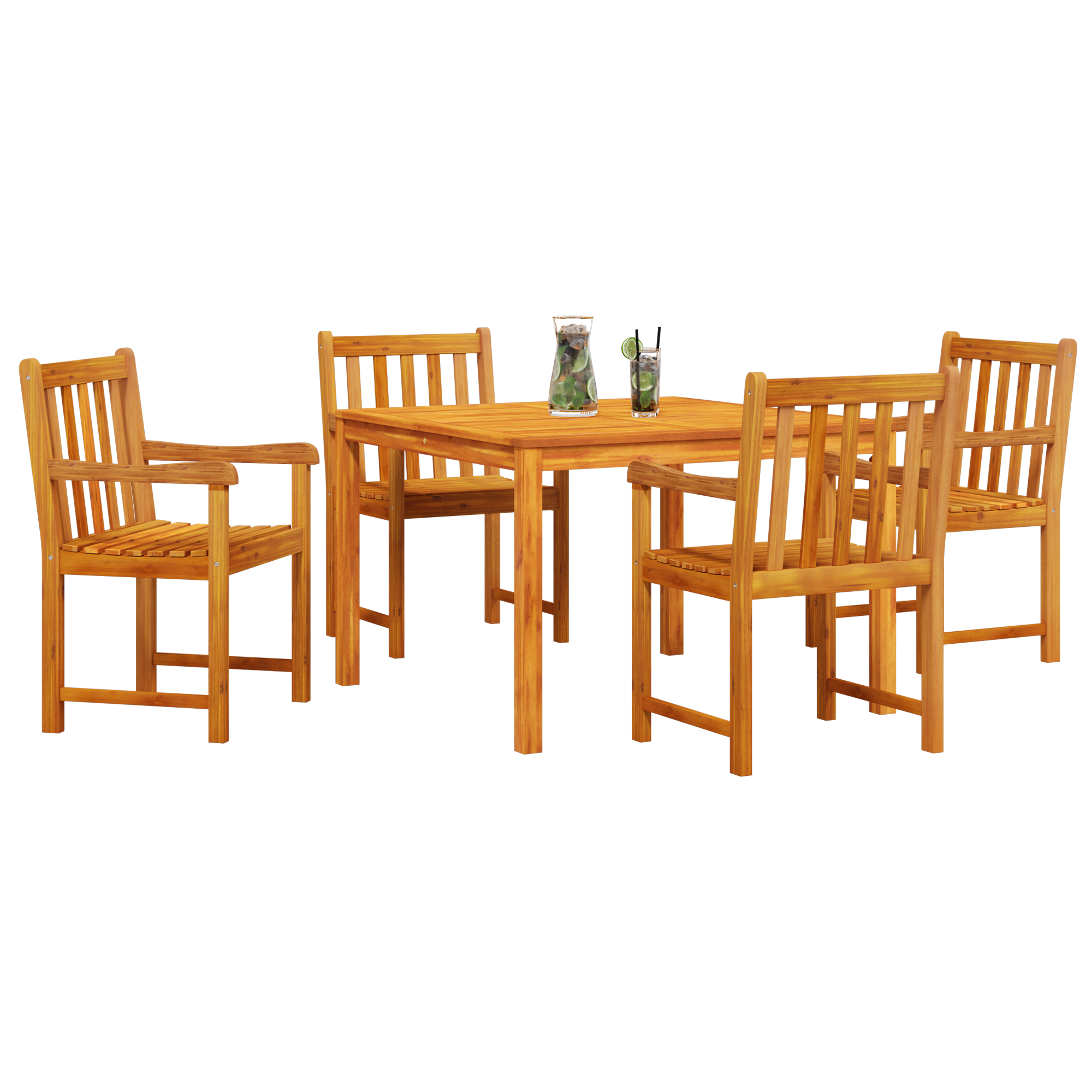 5-Piece Garden Dining Set - Solid Acacia Wood - Image 3