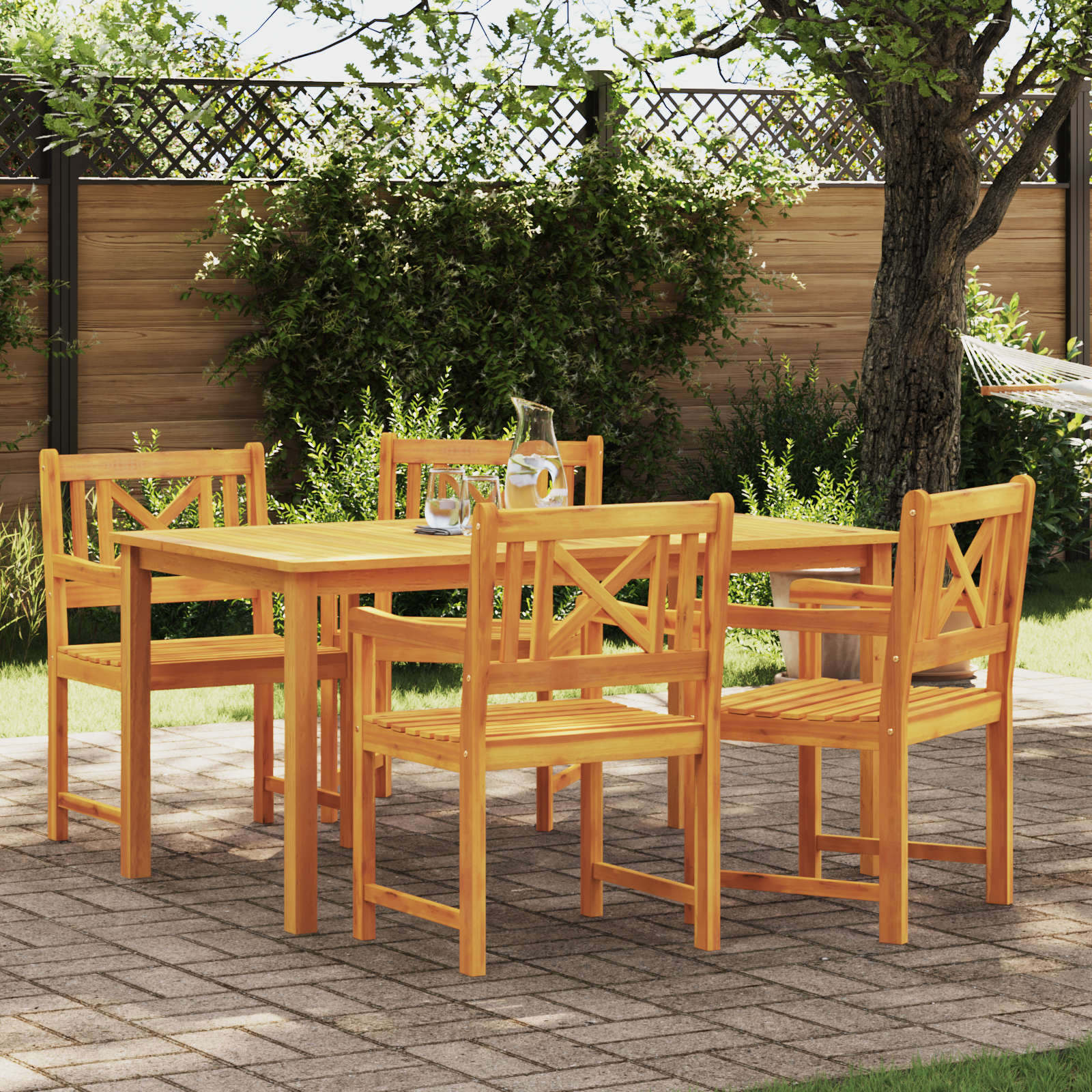 5 Piece Garden Dining Set Solid Wood Acacia