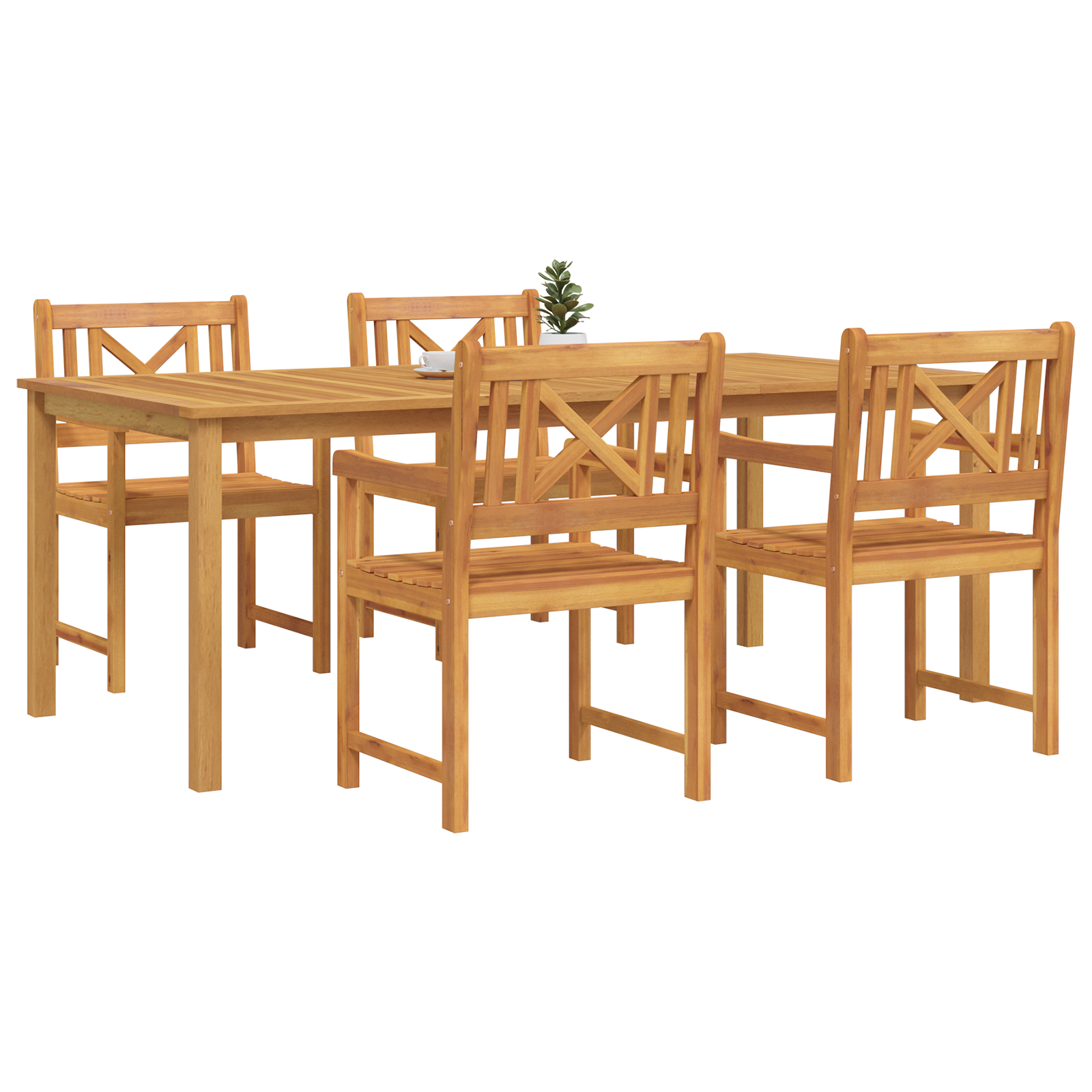 5 Piece Garden Dining Set Solid Wood Acacia - Image 3