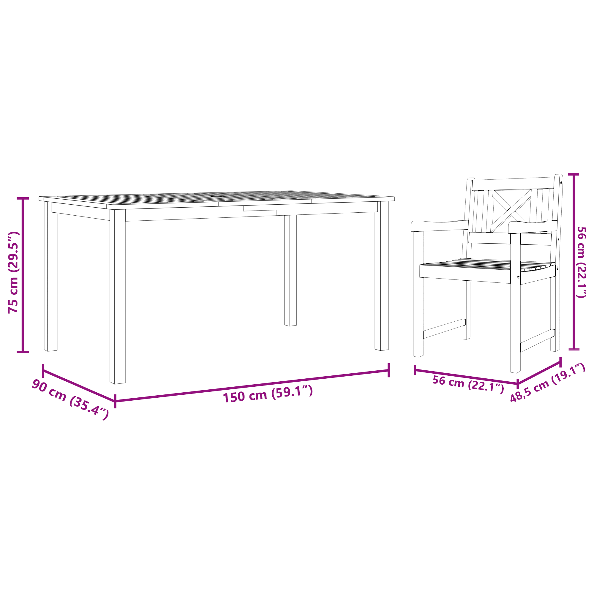7 Piece Garden Dining Set Solid Wood Acacia - Image 10