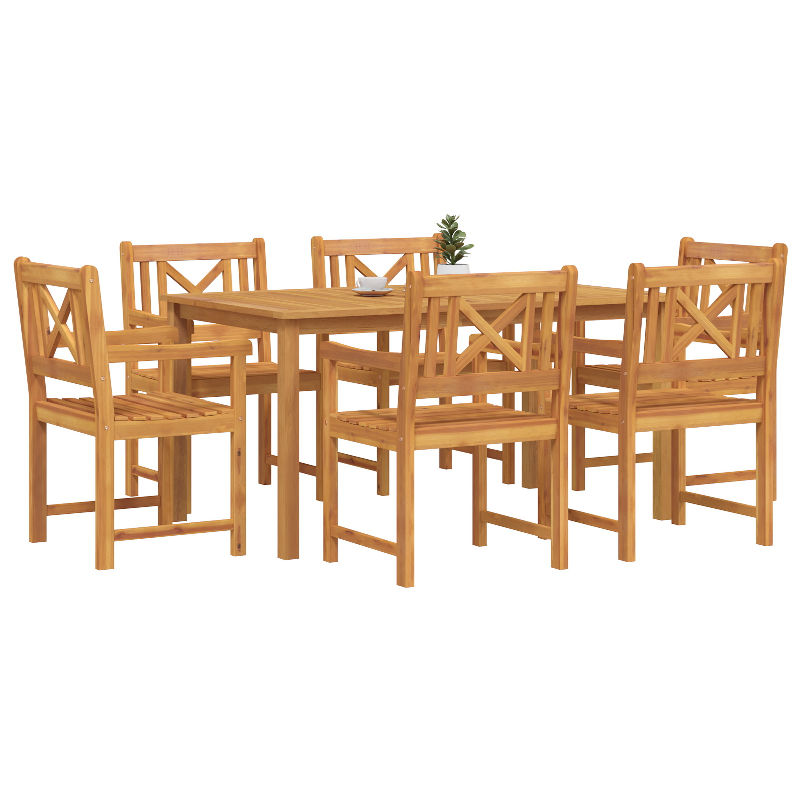 7 Piece Garden Dining Set Solid Wood Acacia - Image 3