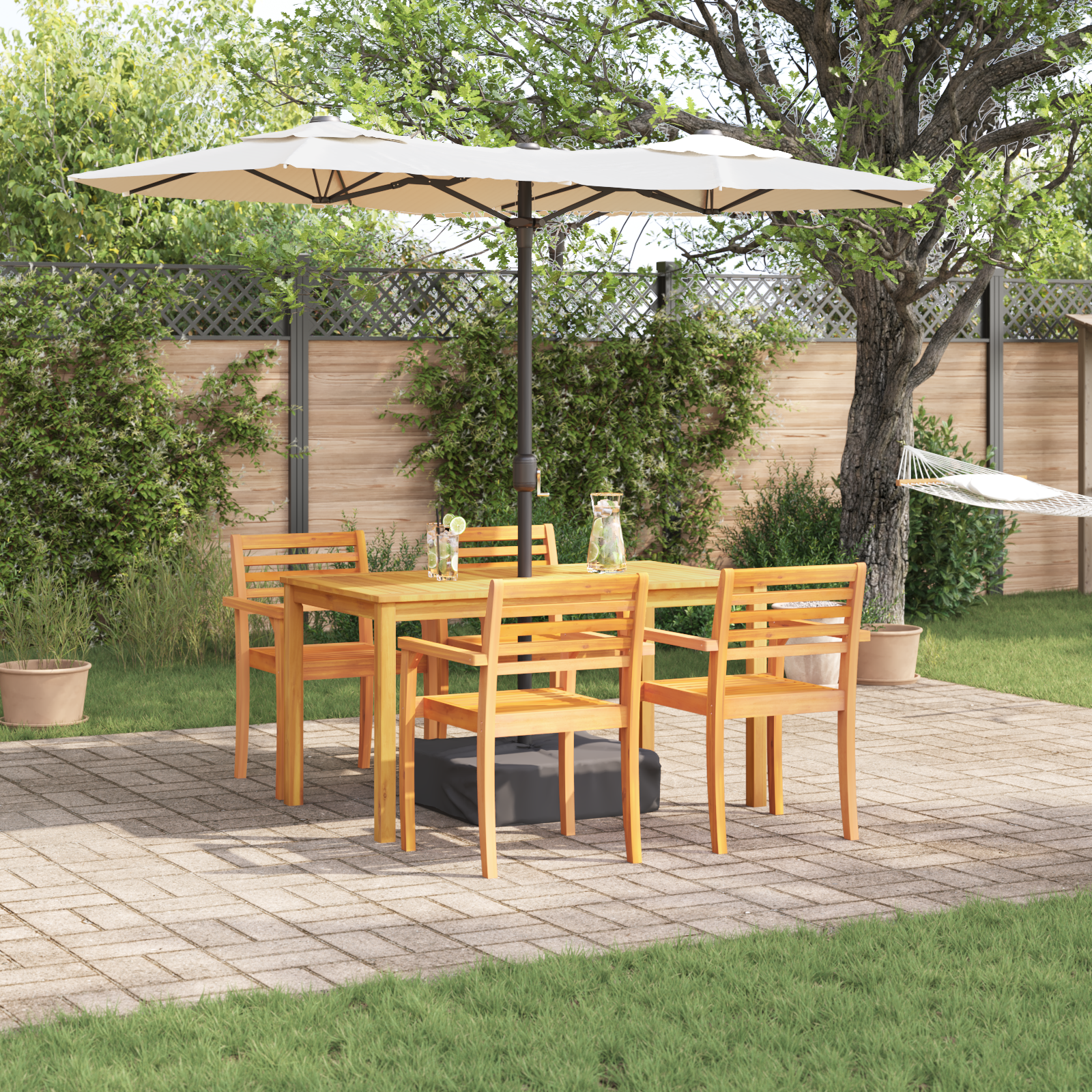 5-Piece Garden Dining Set in Solid Acacia Wood