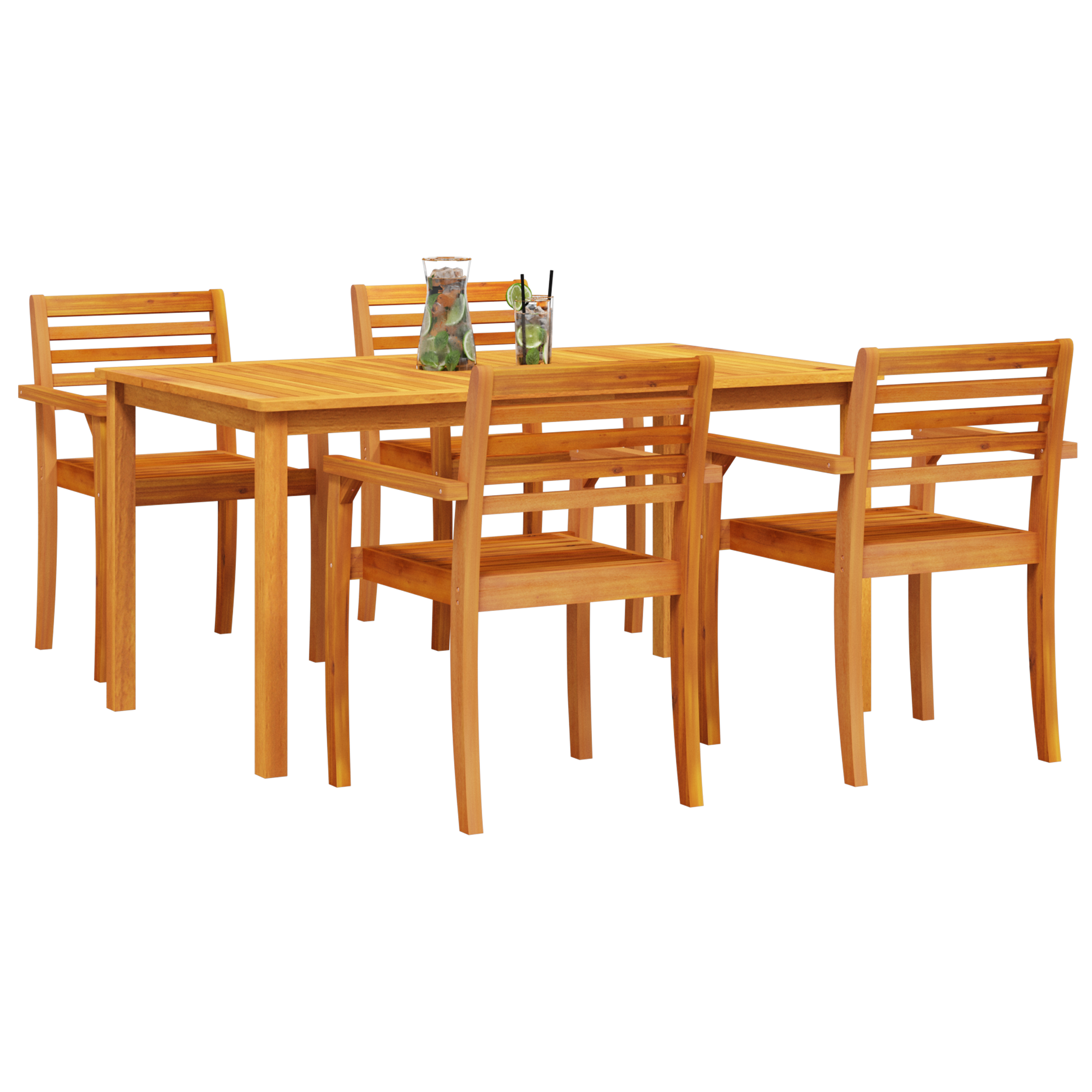 5-Piece Garden Dining Set in Solid Acacia Wood - Image 3